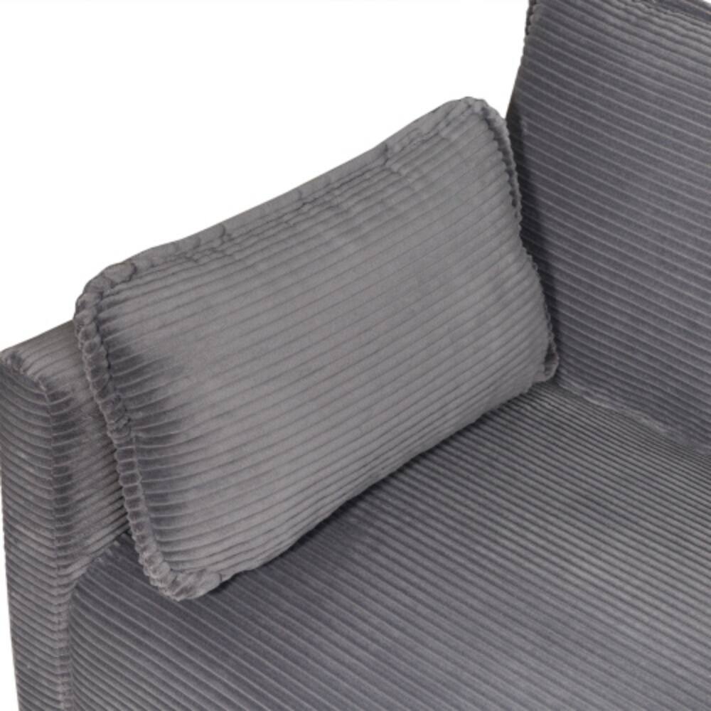 Alt View 4. LUCKY ONE - 48" Corduroy 2-Seater Loveseat Sofa w/ Side Storage Pocket 375 lbs/seat - Grey.
