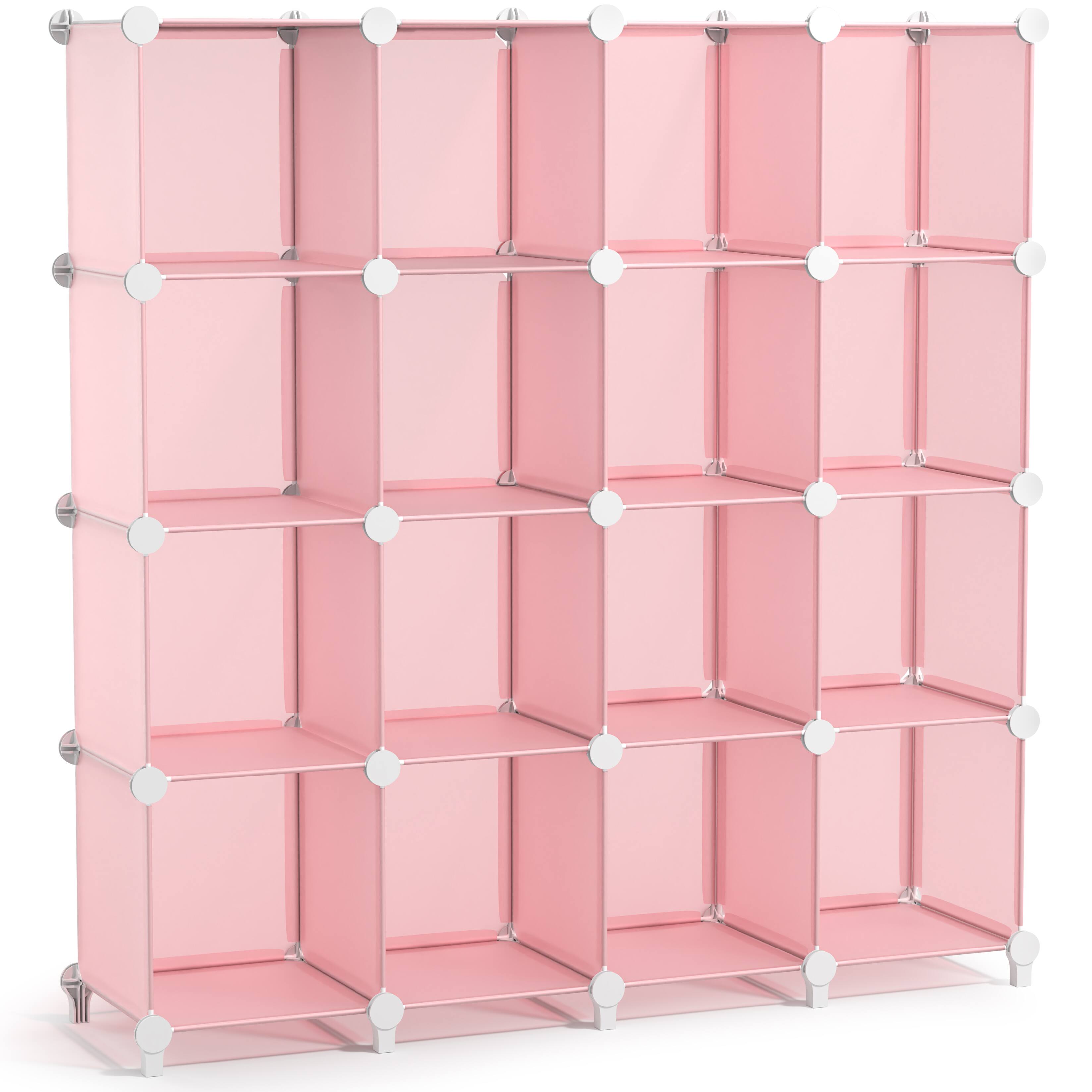 Angle. Sorbus - Sorbus 14 Cube Storage Organizer –Waterproof Cubby Shelf - Closet, Toys, Books, Shoes, Décor –Bedroom, Living Room, Kids - Pink.