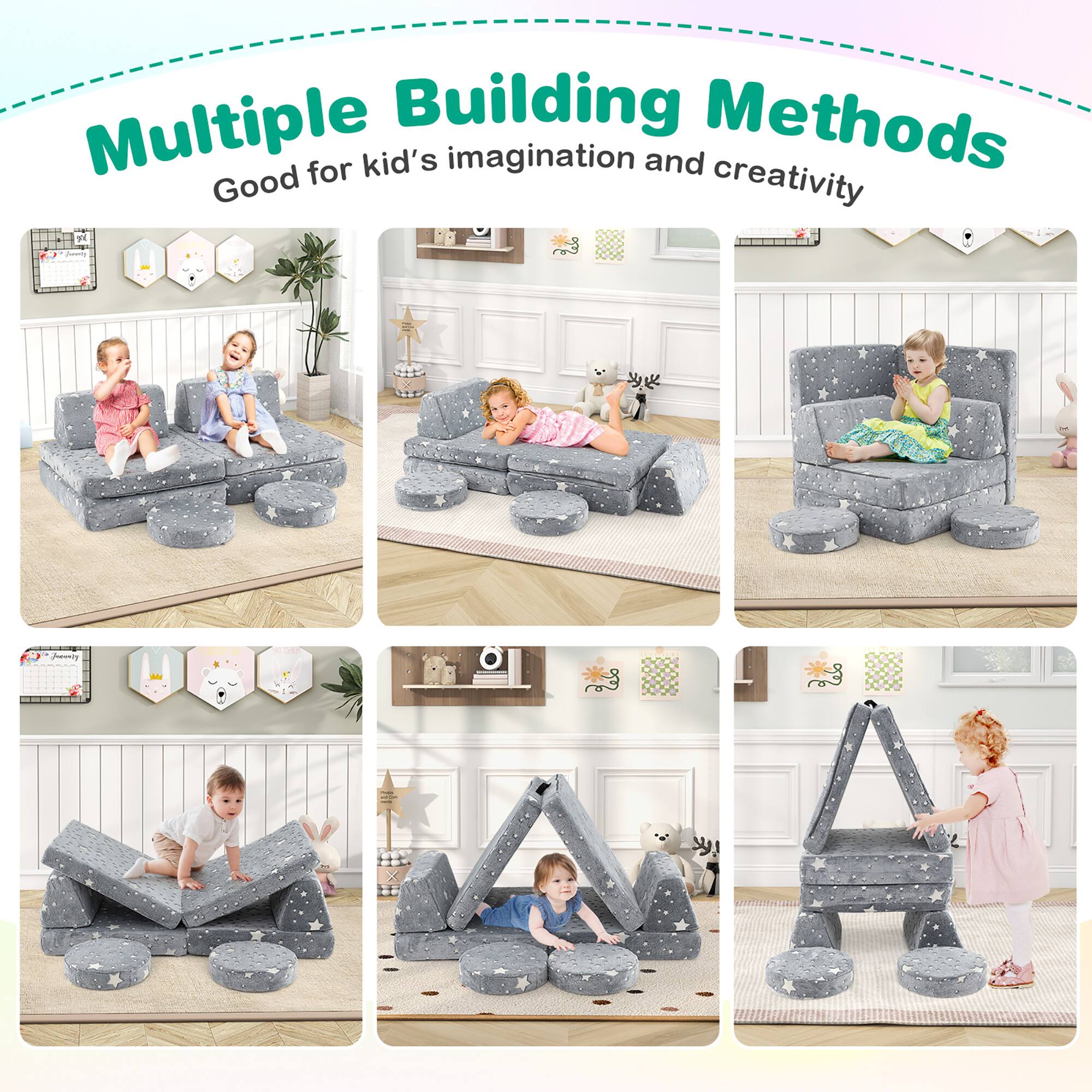 Multiple Building Methods  
Good for kid's imagination and creativity