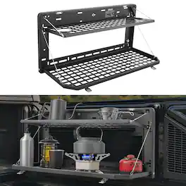 VEVOR - Tailgate Table, for 2007-2024 Jeep Wrangler JK, 100 lbs, Carbon Steel Foldable Molle Panel Double-Layer Drop Down Table - Black