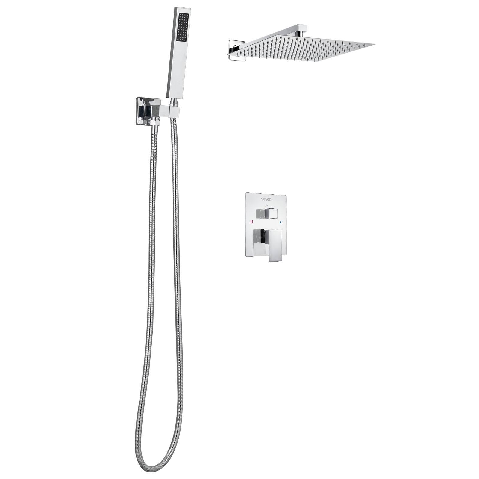 Alt View 5. VEVOR - Shower Faucet Set, Rainfall Bathroom Shower System with 12-Inch Square Rain Shower Head and Handheld Spray - Chrome.