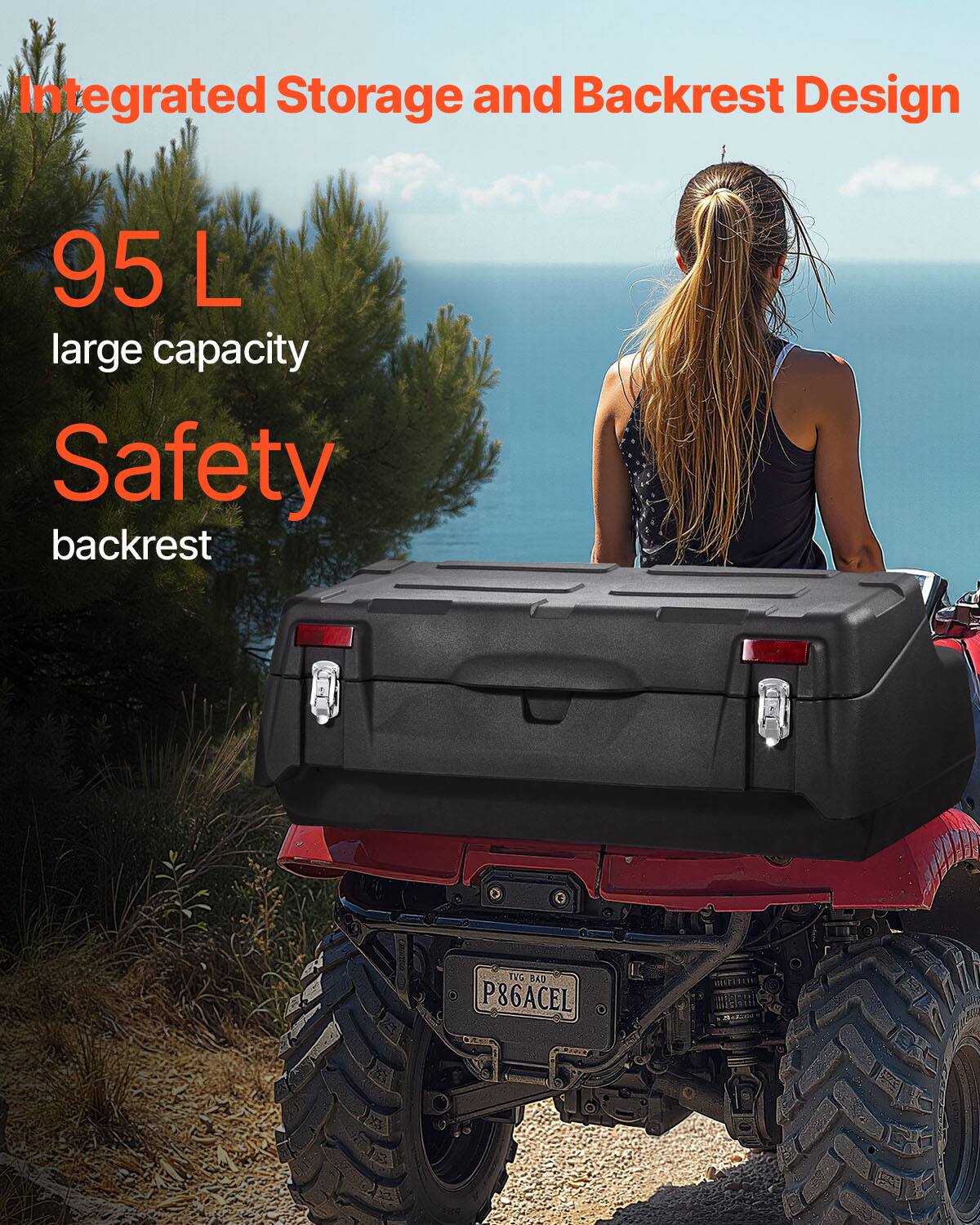 Integrated Storage and Backrest Design

95 L large capacity

Safety backrest