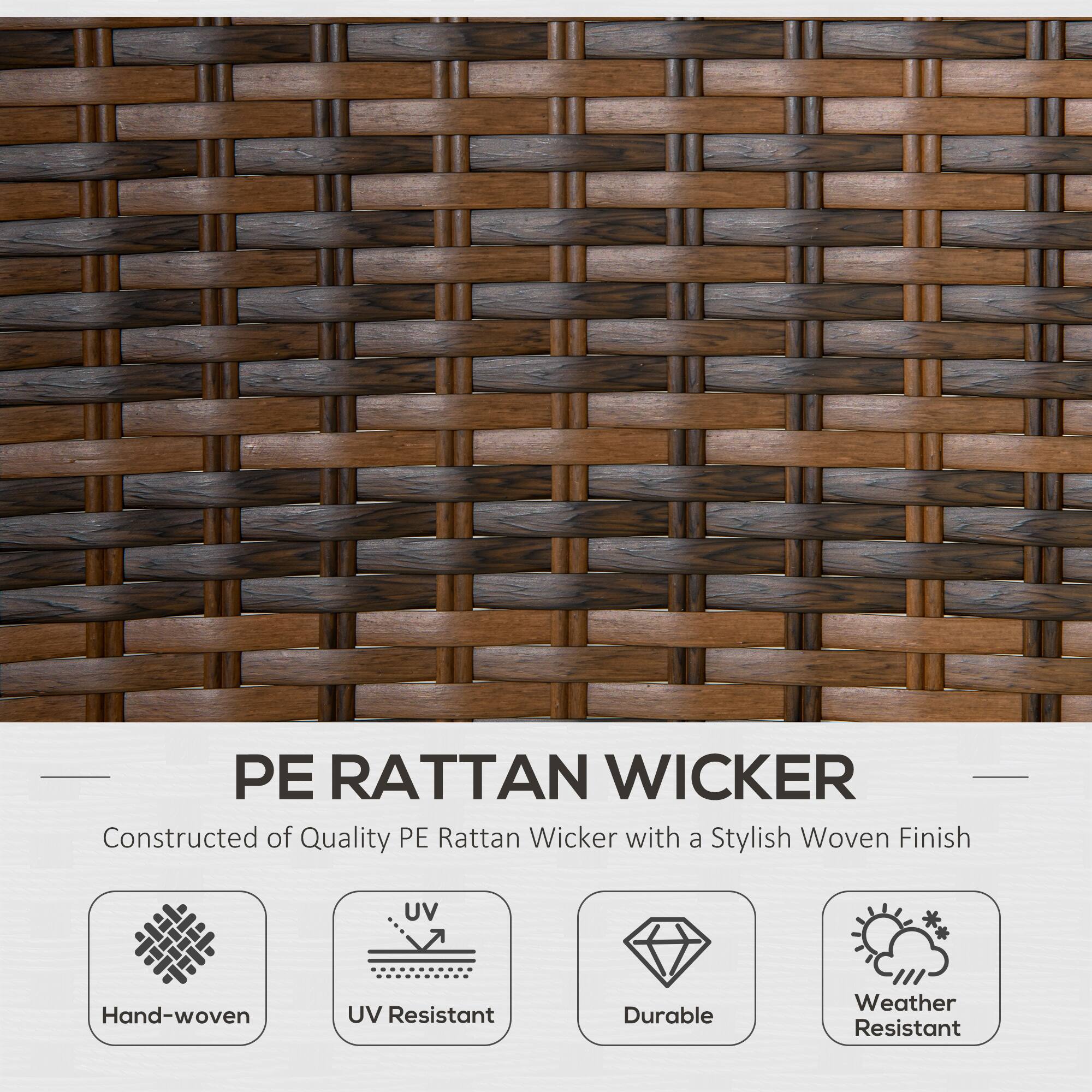 PE RATTAN WICKER  
Constructed of Quality PE Rattan Wicker with a Stylish Woven Finish  

- Hand-woven  
- UV Resistant  
- Durable  
- Weather Resistant