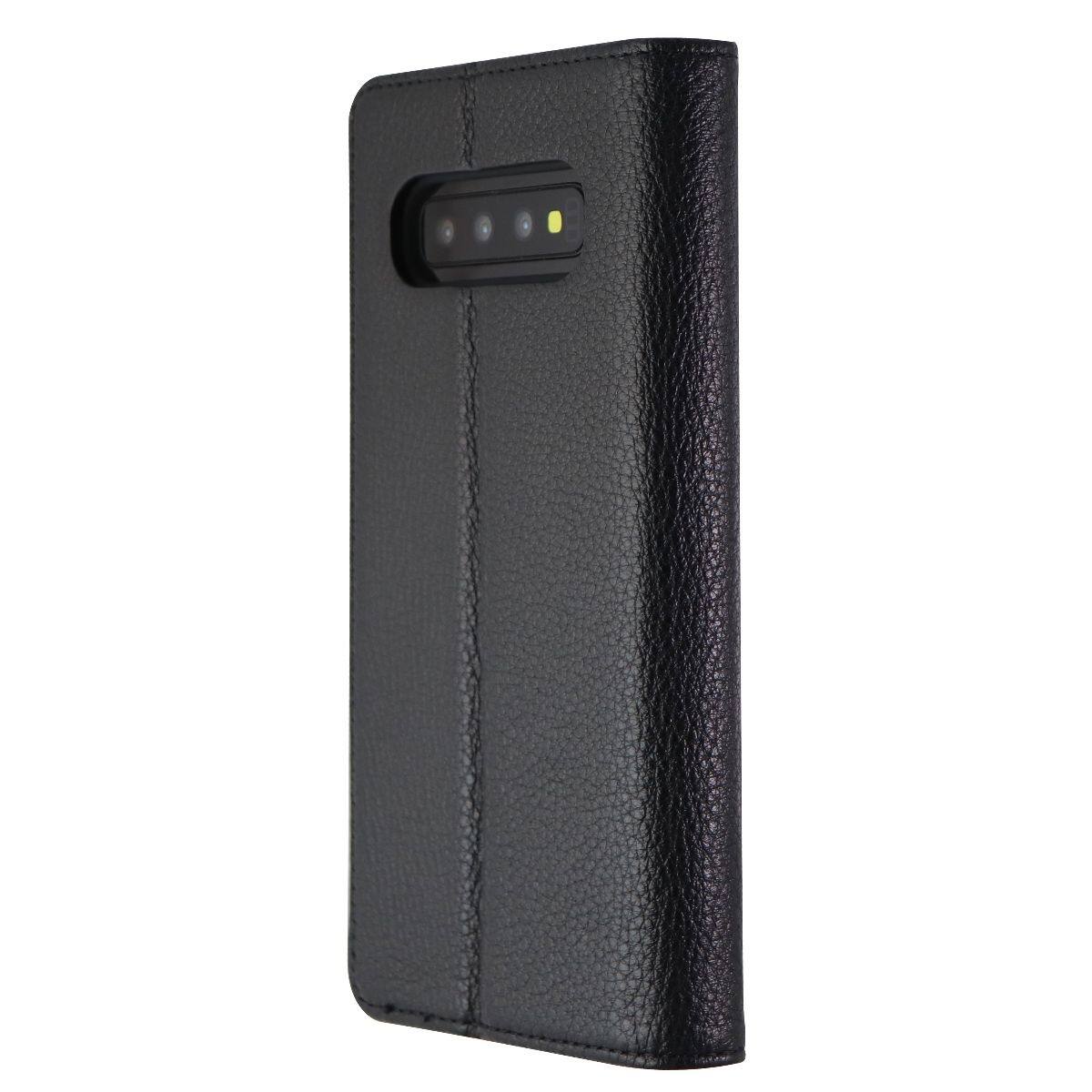 Front. Case-Mate - Case-Mate Wallet Folio Phone Case for Samsung Galaxy S10+ (Plus) - Black Leather - Black.