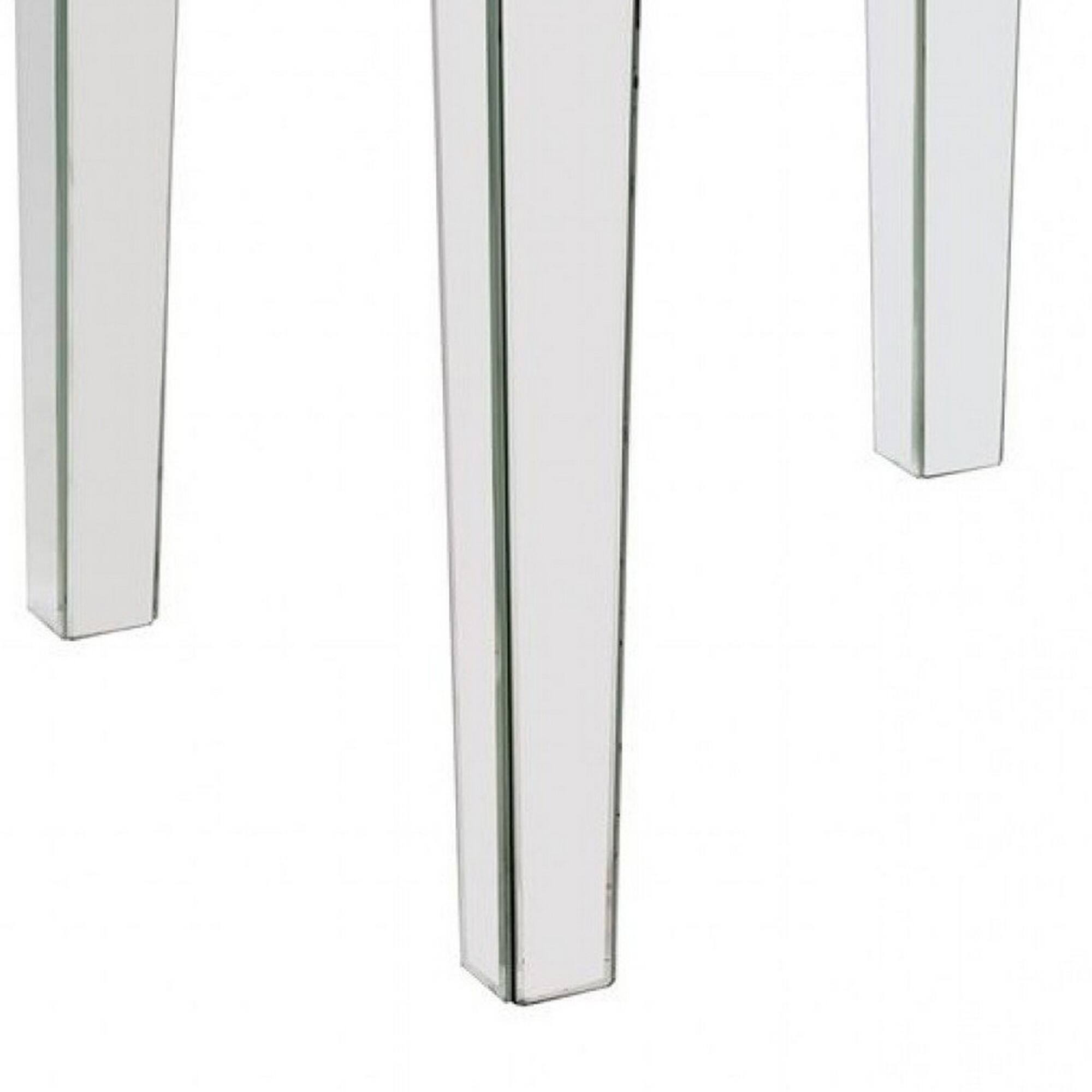 Alt View 2. Manhattan Lane - End Table with Mirror Panel Framing and Faux Diamonds - Silver.