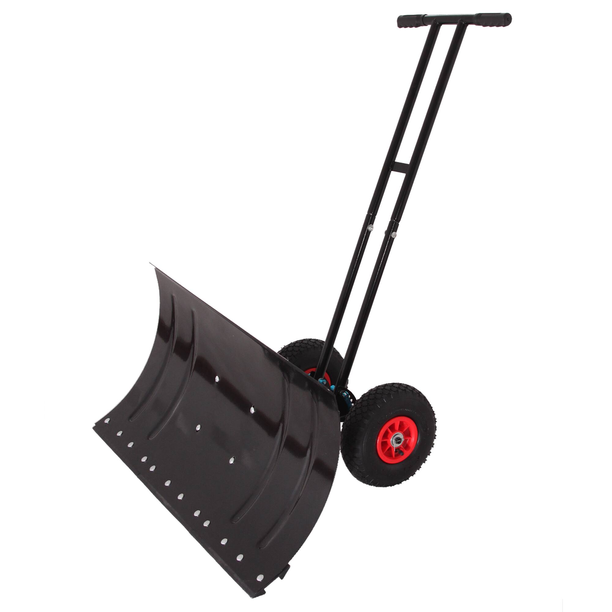 ELEMENT ACE - 30" Heavy Duty Snow Shovel with Wheels, Adjustable Ergonomic Handle, Carbon Steel Blade - Black
