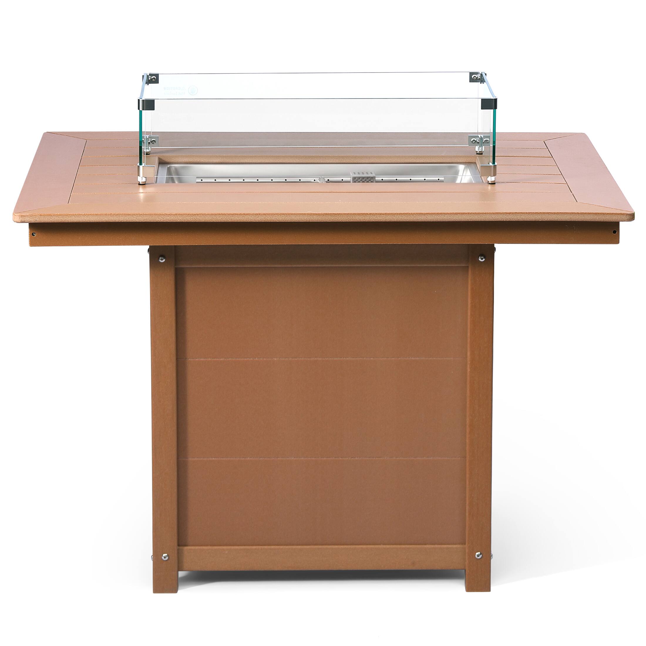 Back. WestinTrends - WestinTrends Helios 46" Modern Outdoor Patio Gas Propane Rectangular Fire Pit Table - Teak.