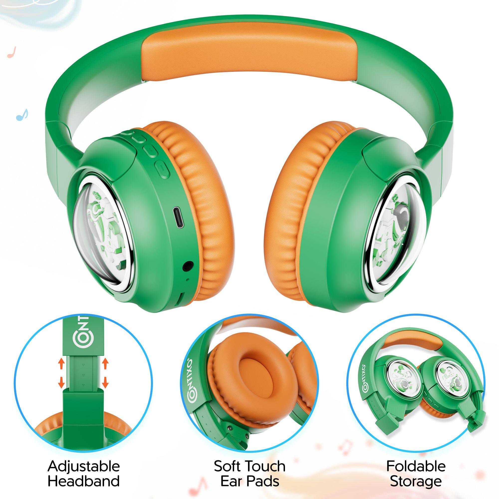 Adjustable Headband, Soft Touch Ear Pads, Foldable Storage