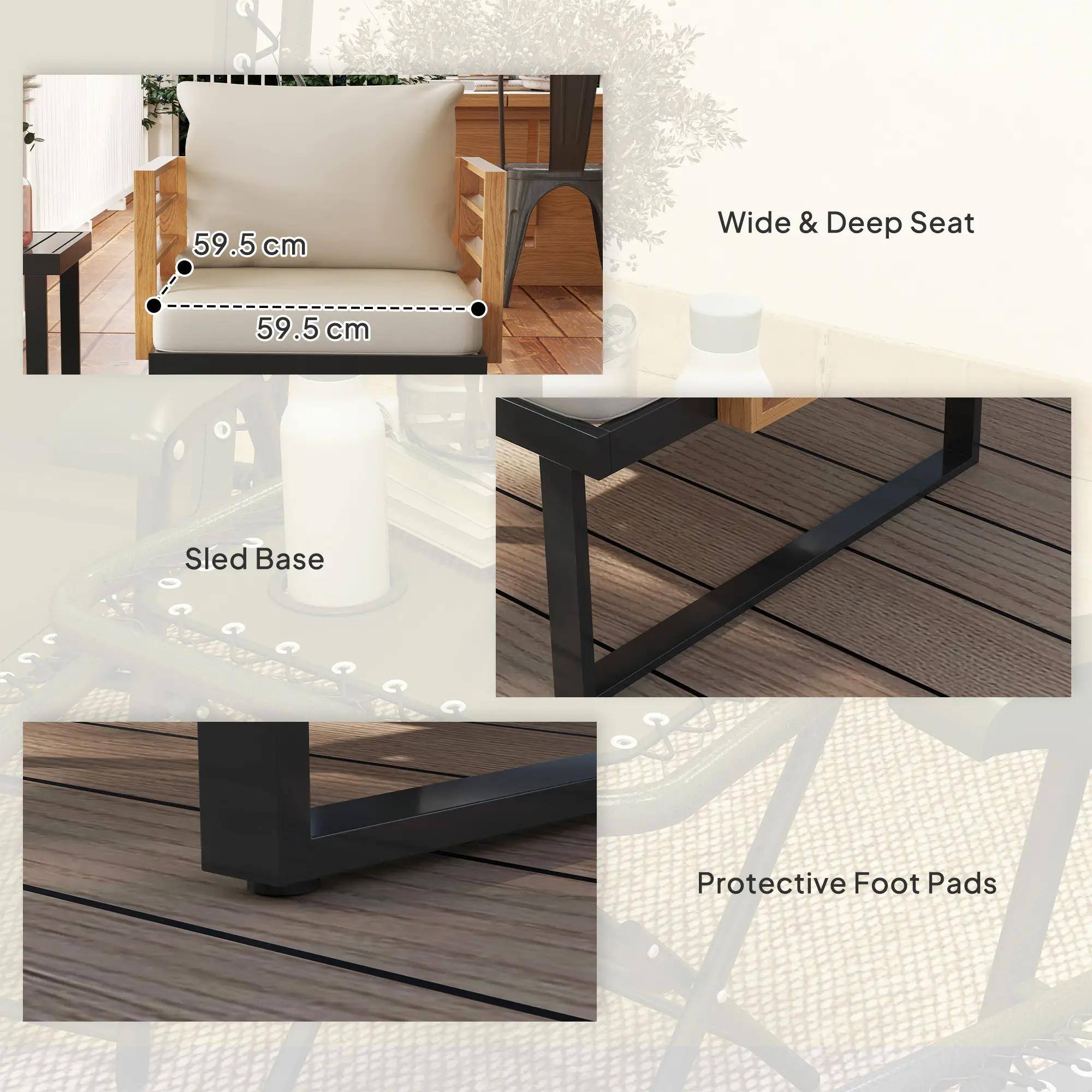 59.5 cm Wide & Deep Seat, Sled Base, Protective Foot Pads