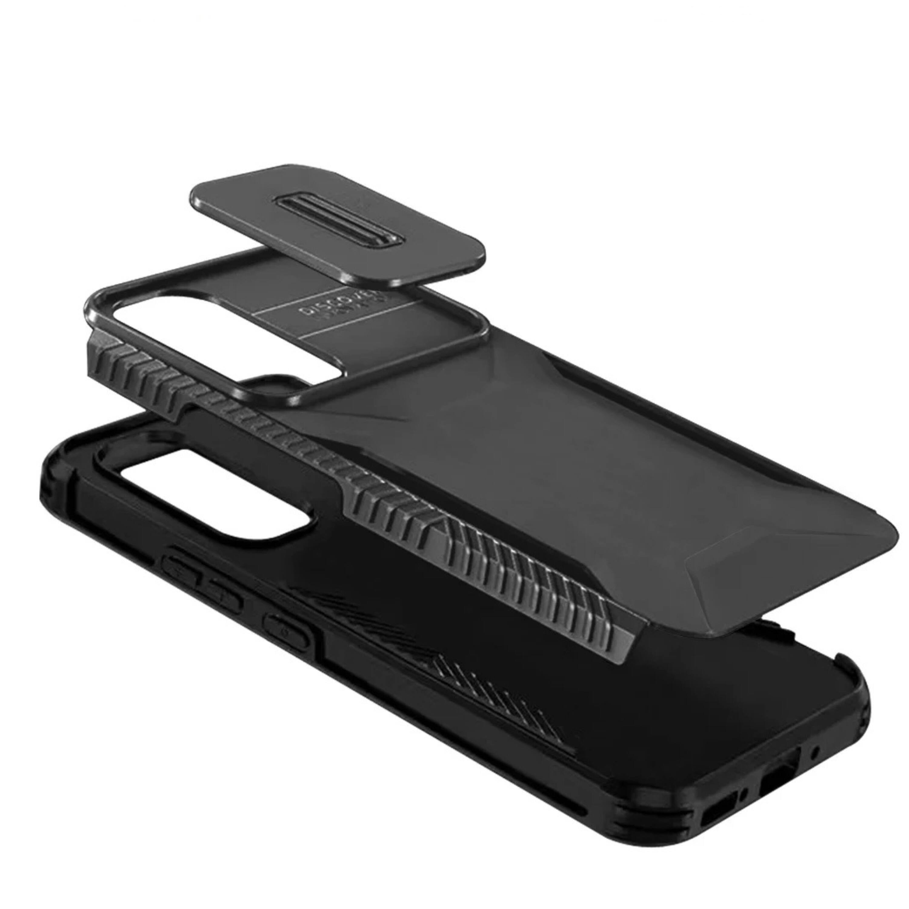 Left. Kitcheniva - Dual Layer Shockproof Sliding Camera Lens Protective Case With Tempered Glass For Samsung A37 5G Red - Red.