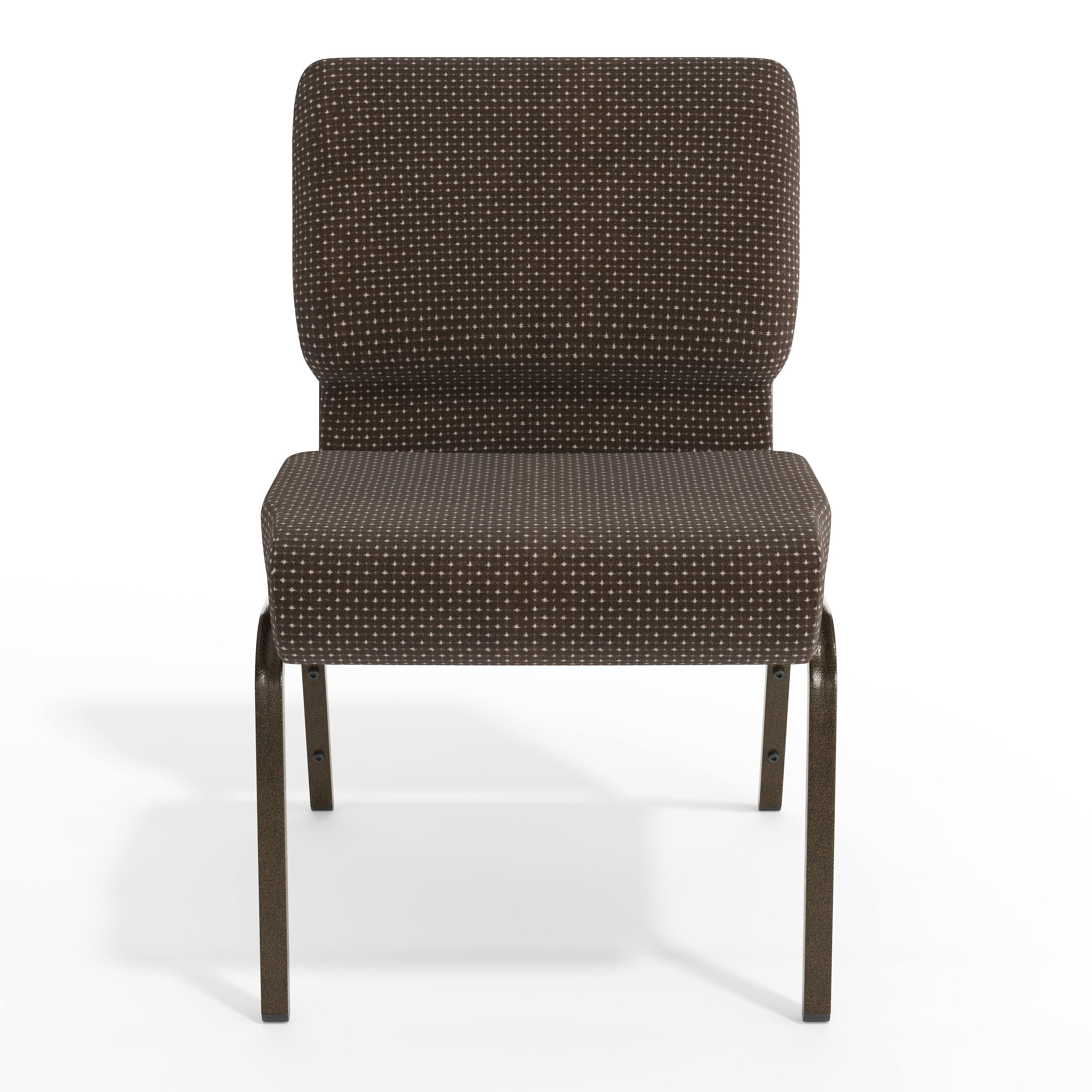 Alt View 9. Emma + Oliver - 21"W Stackable Church/Reception Guest Chair - Brown Dot Fabric/Gold Vein Frame.