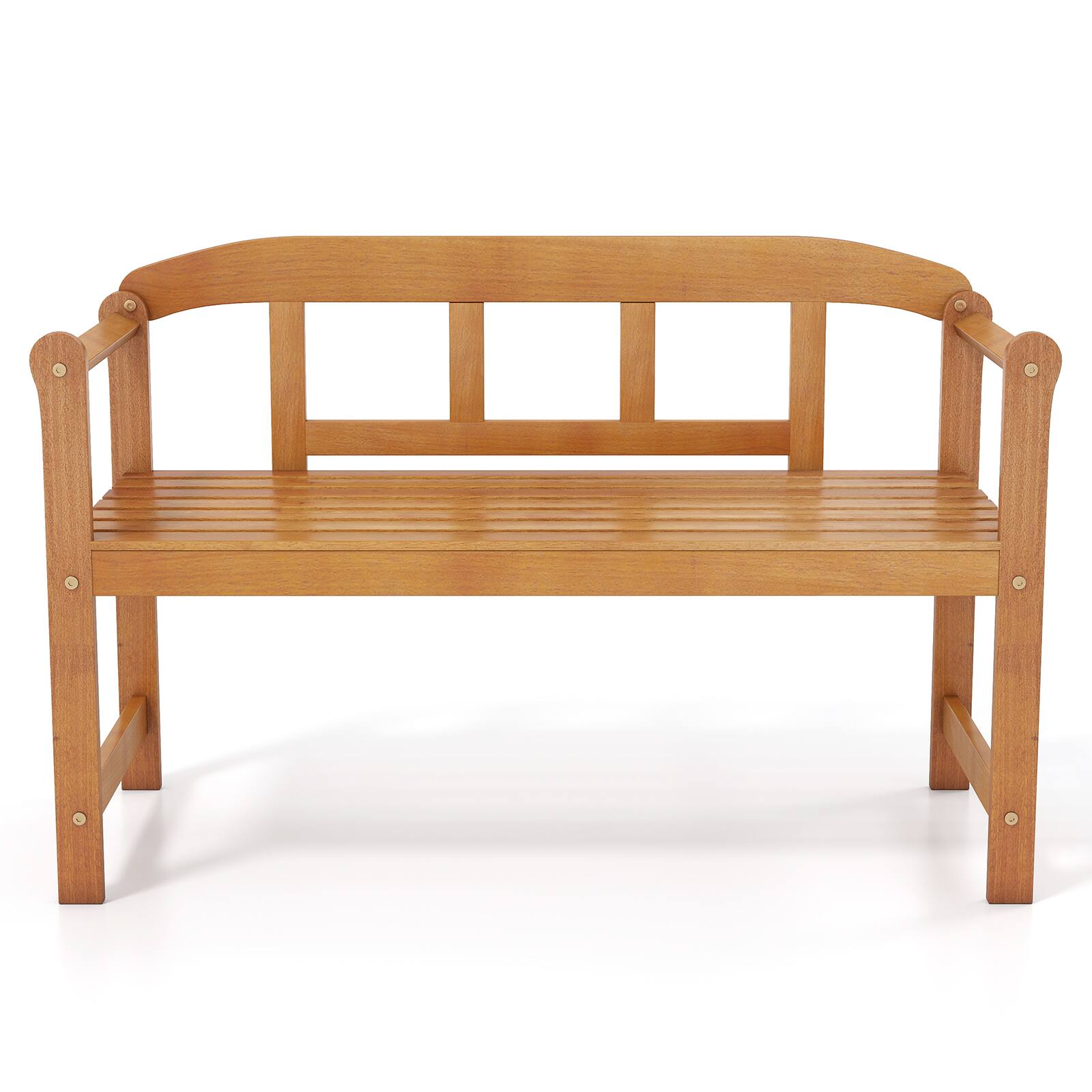 Alt View 9. Gymax - Gymax Outdoor Acacia Wood Garden Bench 2-Seater Loveseat w/Backrest Angled Armrests - Yellow.