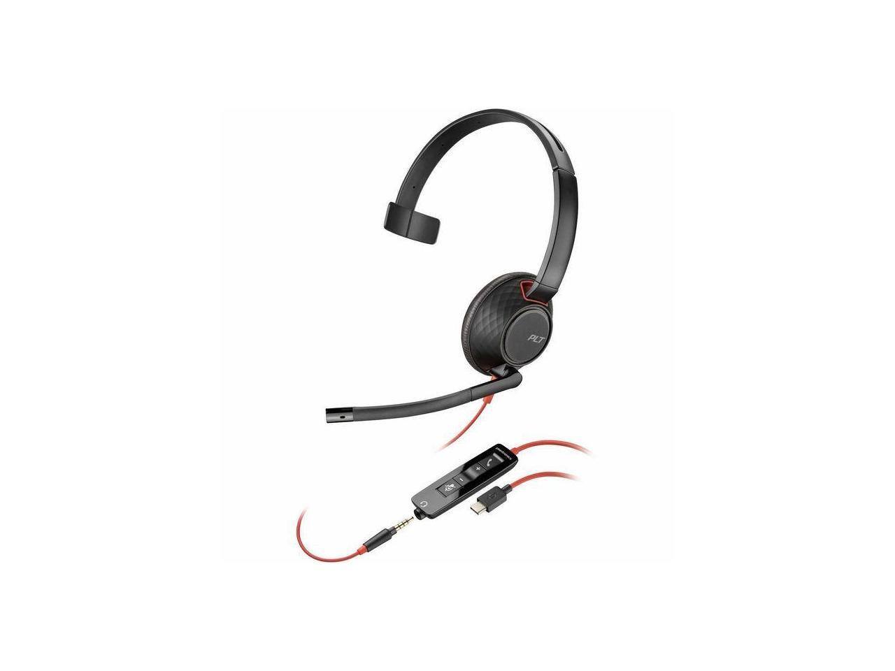 Alt View 2. HP - Poly Blackwire C5210 USB-C Headset - Mono, Noise Canceling, 7.10 ft, Black - Red.