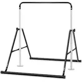 KERDOM - Folding Gymnastics Bar for Junior, 65kg Weight Capacity, Height Adjustable Kids Horizontal Kip Training Rack Home Use - Black