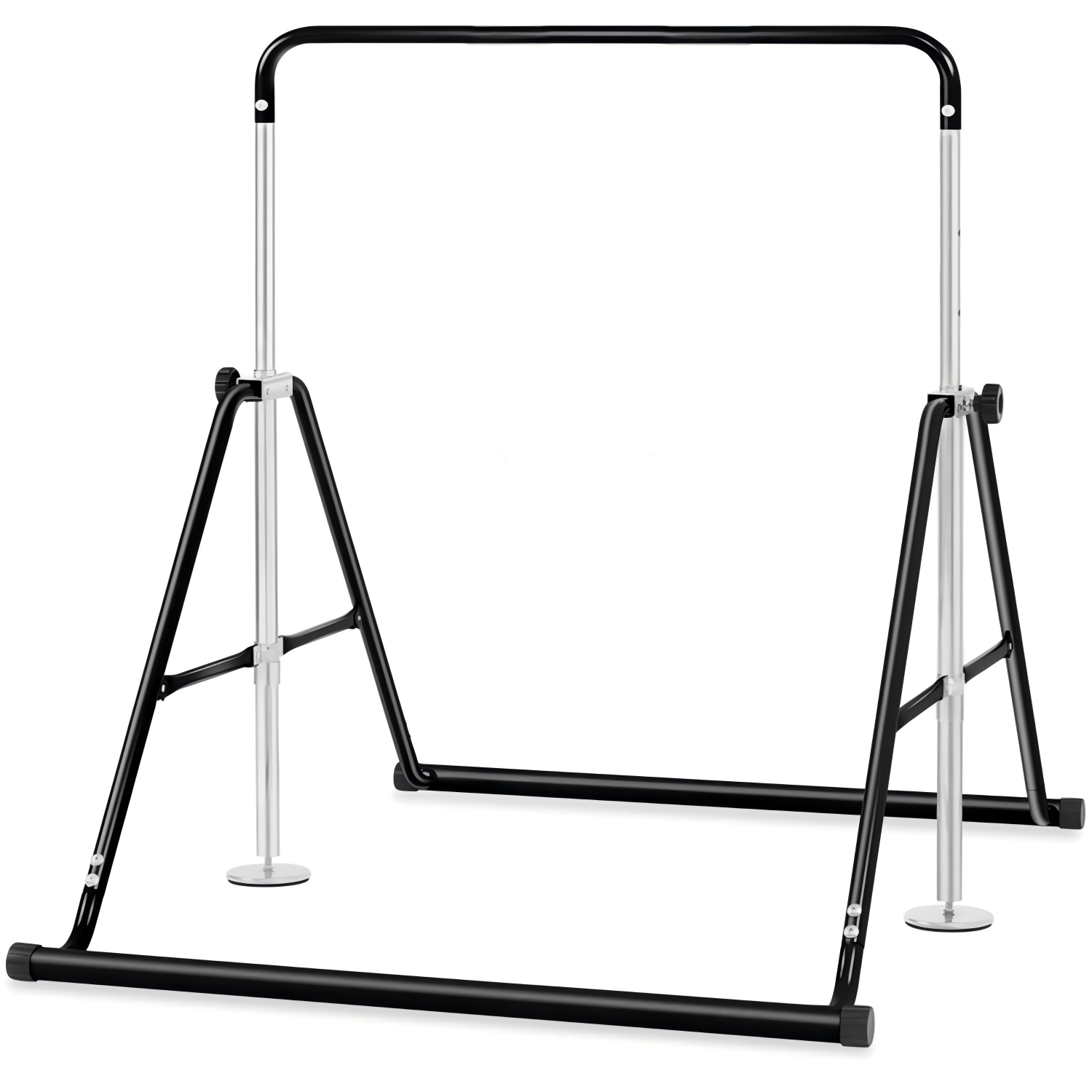 Front. KERDOM - Folding Gymnastics Bar for Junior, 65kg Weight Capacity, Height Adjustable Kids Horizontal Kip Training Rack Home Use - Black.