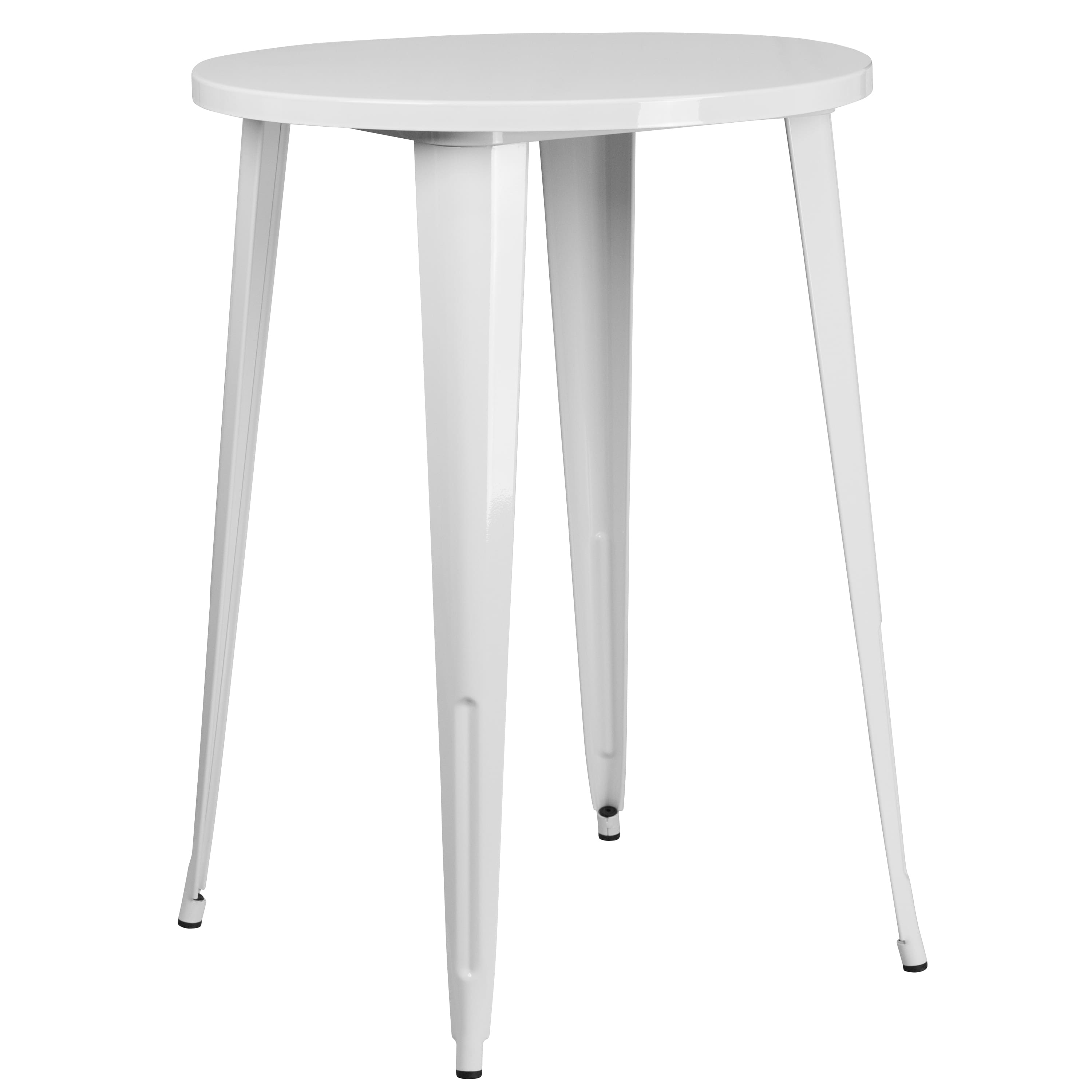 Emma + Oliver - Commercial Grade 30" Round Colorful Metal Indoor-Outdoor Bar Height Dining Table - White
