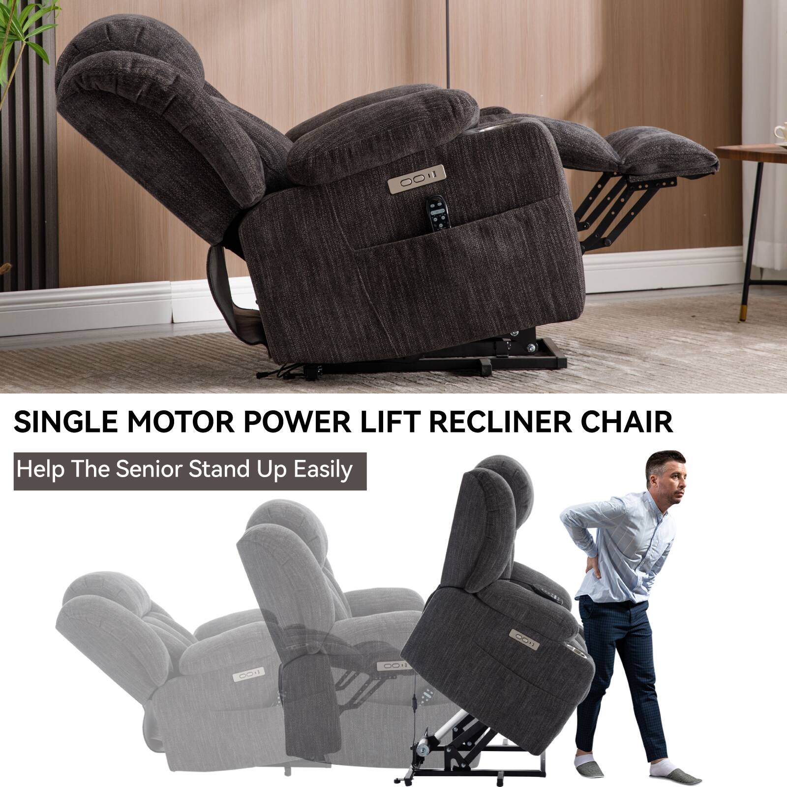SINGLE MOTOR POWER LIFT RECLINER CHAIR

Help The Senior Stand Up Easily