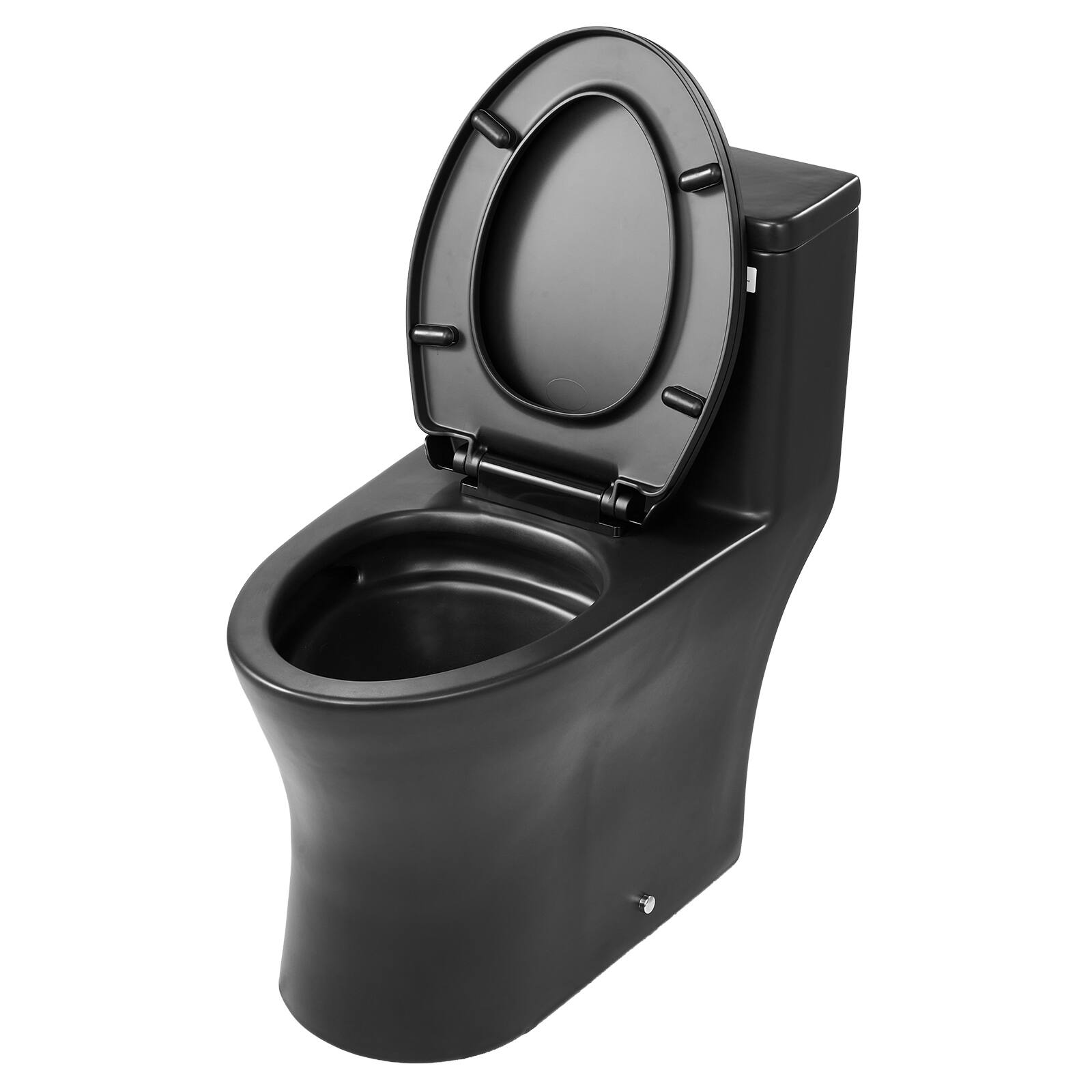 Alt View 5. VEVOR - One-Piece Toilet, Elongated Toilet Vortex Dual-Flush 1.0/1.28 GPF, Toilets for Bathroom with Comfortable Chair Seat - Black matte.