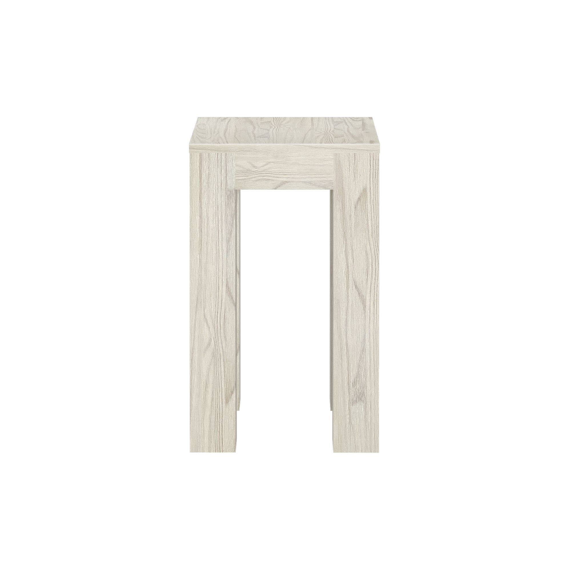 Alt View 3. Plank+Beam - Modern Rectangular Side Table (25in x 15in / 630mm x 375mm), White Sand Wirebrush - White Sand Wirebrush.