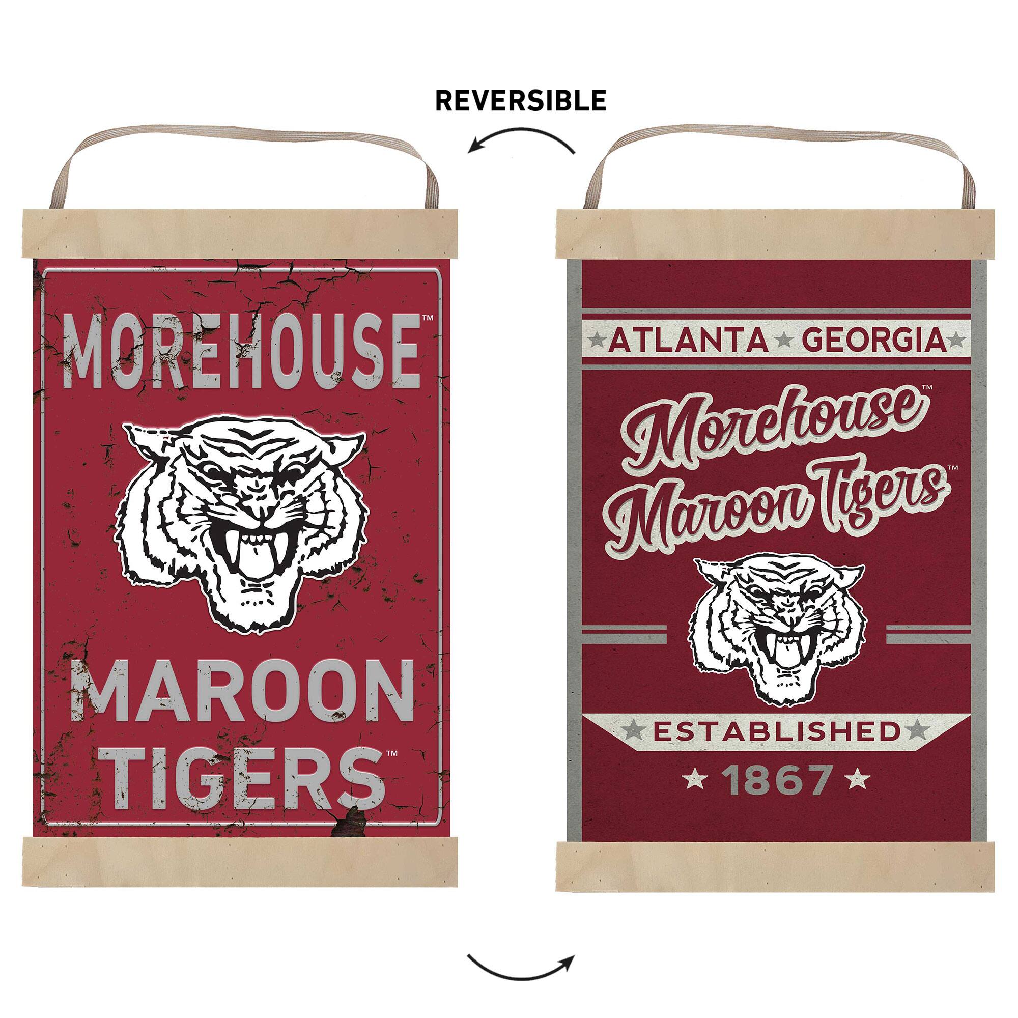 REVERSIBLE  
MOREHOUSE  
MAROON TIGERS  
ATLANTA GEORGIA  
Morehouse Maroon Tigers  
ESTABLISHED 1867