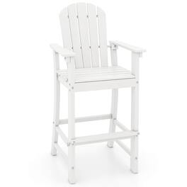 Costway - Outdoor HDPE Bar Height Stool Patio Tall Chair Armrest Footrest All Weather - White