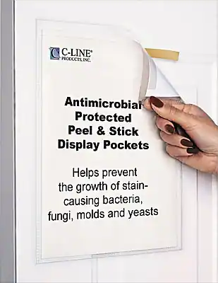 C-LINE PRODUCTS INC.
Antimicrobial Protected Peel & Stick Display Pockets
Helps prevent the growth of stain-causing bacteria, fungi, molds, and yeasts
