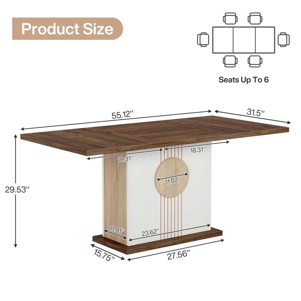 Product Size, Seats Up To 6, 55.12", 31.5", 18.31", 18.31", 29.53", 11.02", 11.81", 15.75", 23.62", 27.56"