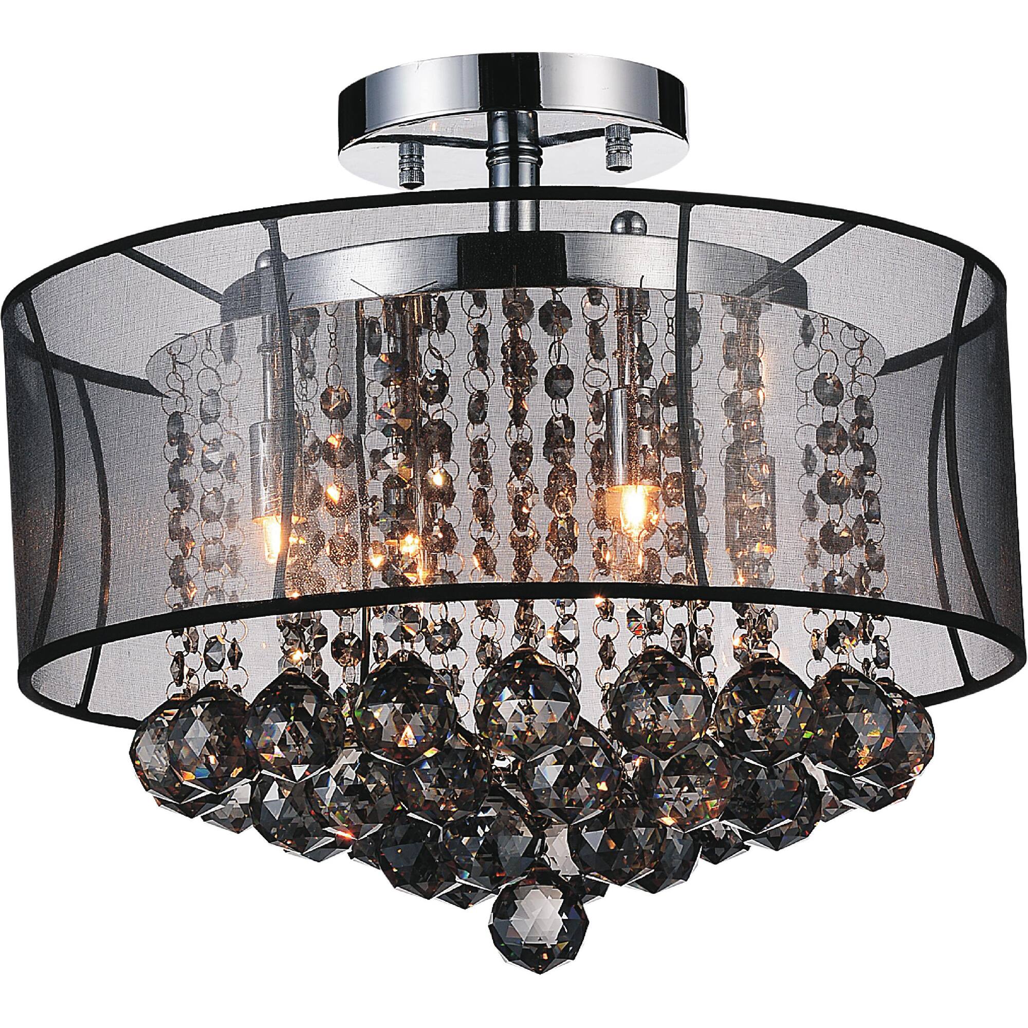 Front. CWI Lighting - Radiant 6 Light Drum Shade Flush Mount With Chrome Finish - Chrome.