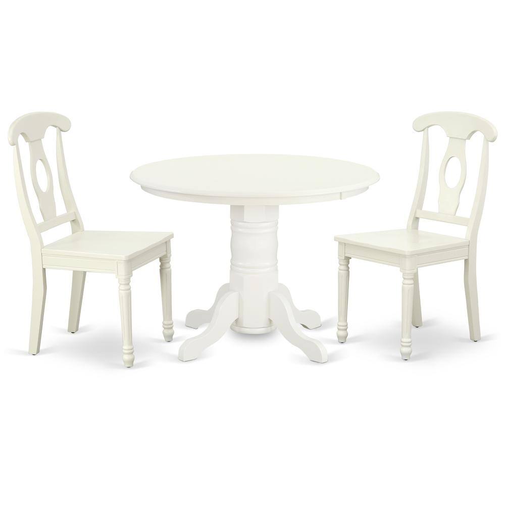 Back. East West Furniture - Dining Room Set Linen White - Brown.