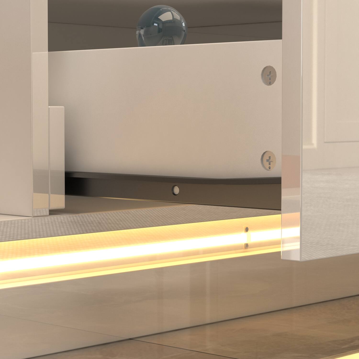 Alt View 4. Famapy - Famapy High - Gloss TV Stand: 65 - Inch TV Fit, LED - Lit & Modern Storage - White.