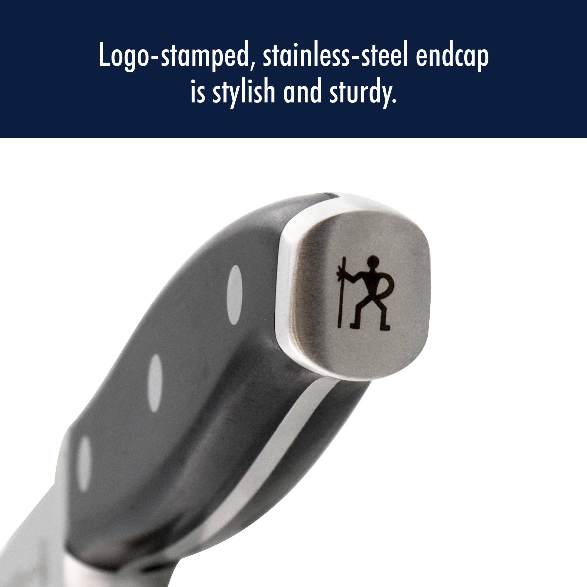 Logo-stamped, stainless-steel endcap is stylish and sturdy.