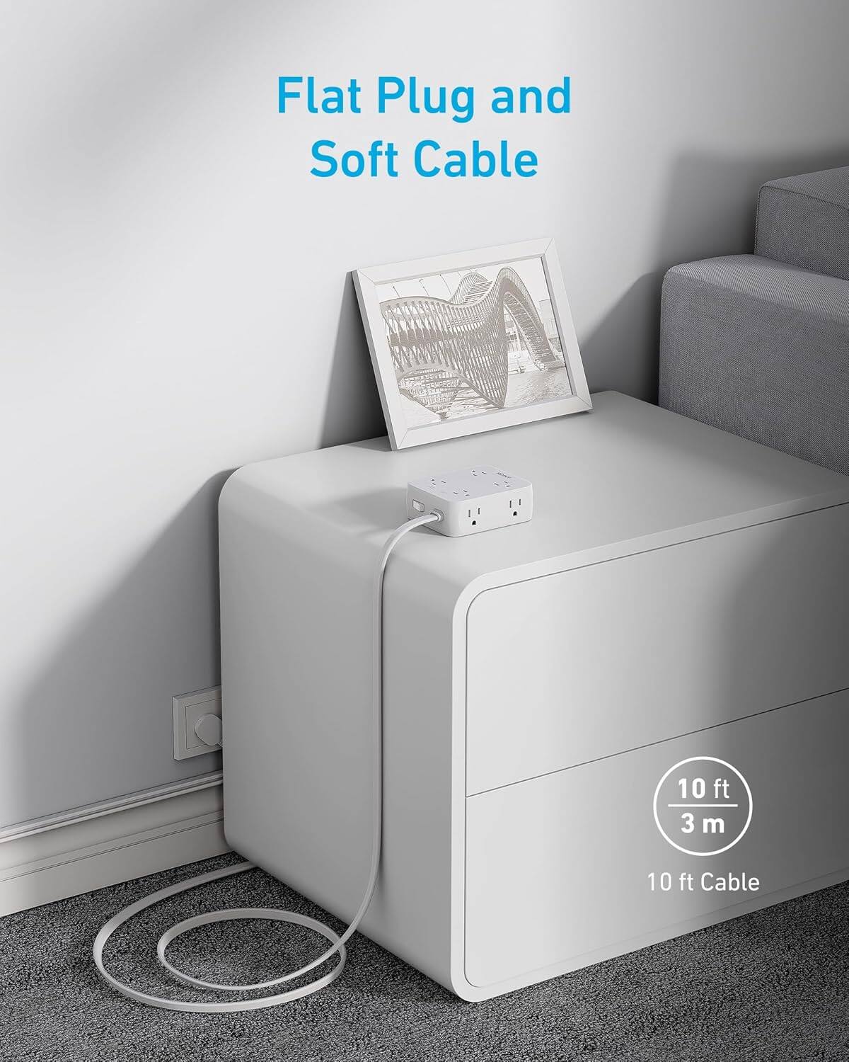 Flat Plug and Soft Cable  
10 ft 3 m  
10 ft Cable