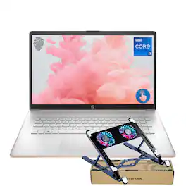 HP - 17 Laptop 17.3" HD+ Touchscreen - Intel Core i7-1355U with 32GB RAM - 1TB Solid State Drive - PCO Laptop Cooler - Rose
