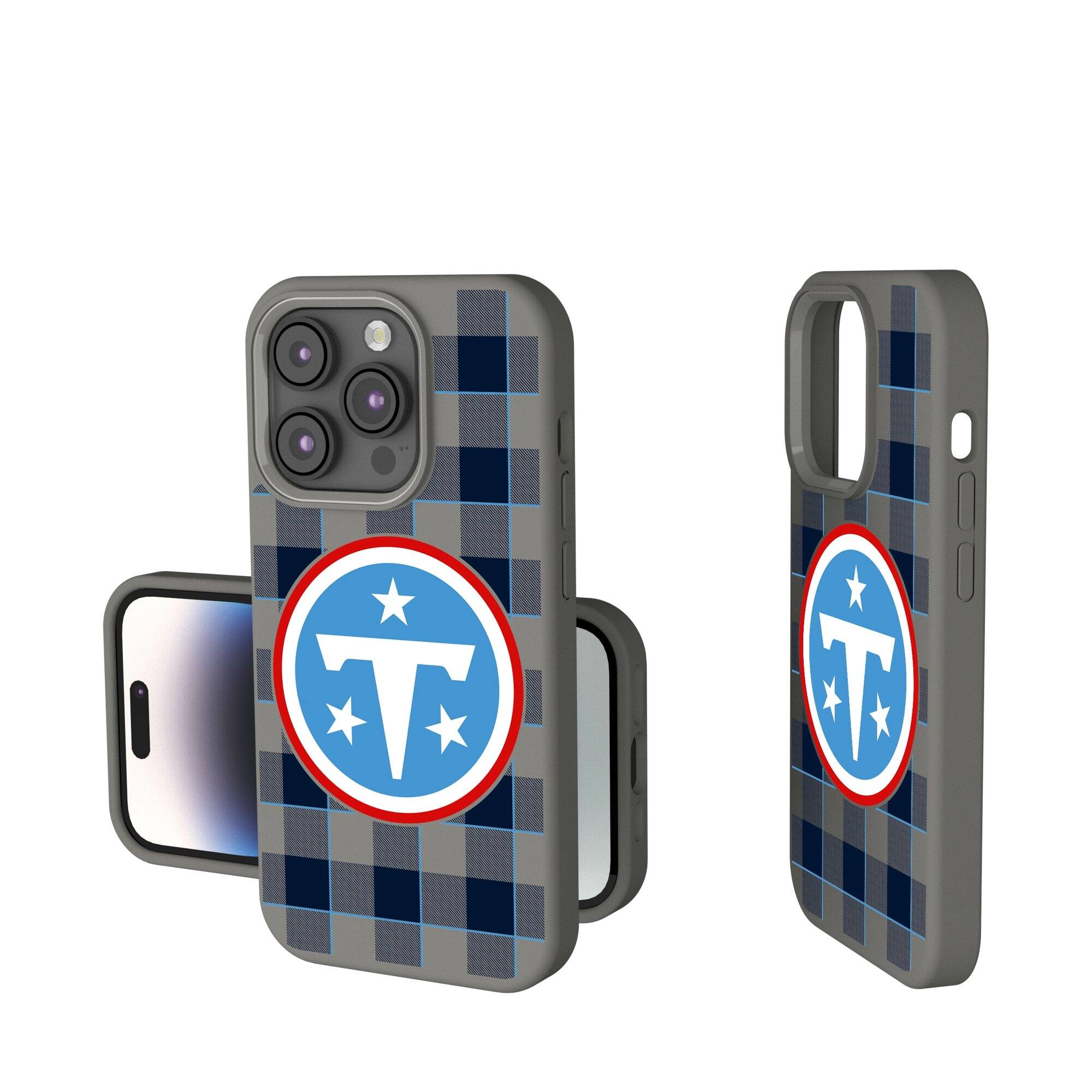 Front. Keyscaper - Tennessee Titans Plaid Soft Touch iPhone Case - 15 - Gray.