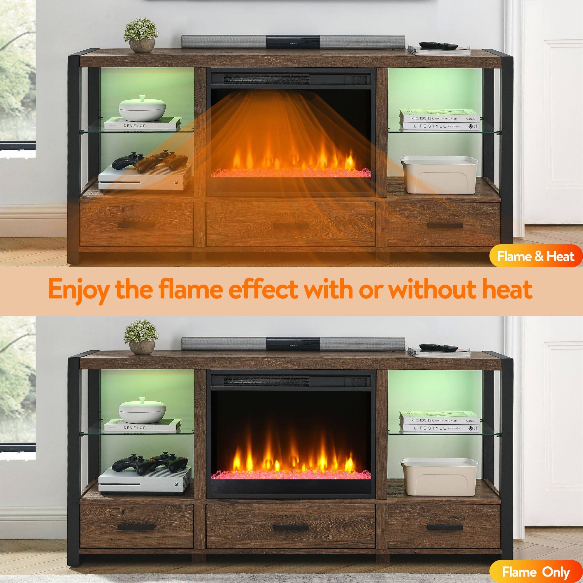 Enjoy the flame effect with or without heat

Flame & Heat

Flame Only