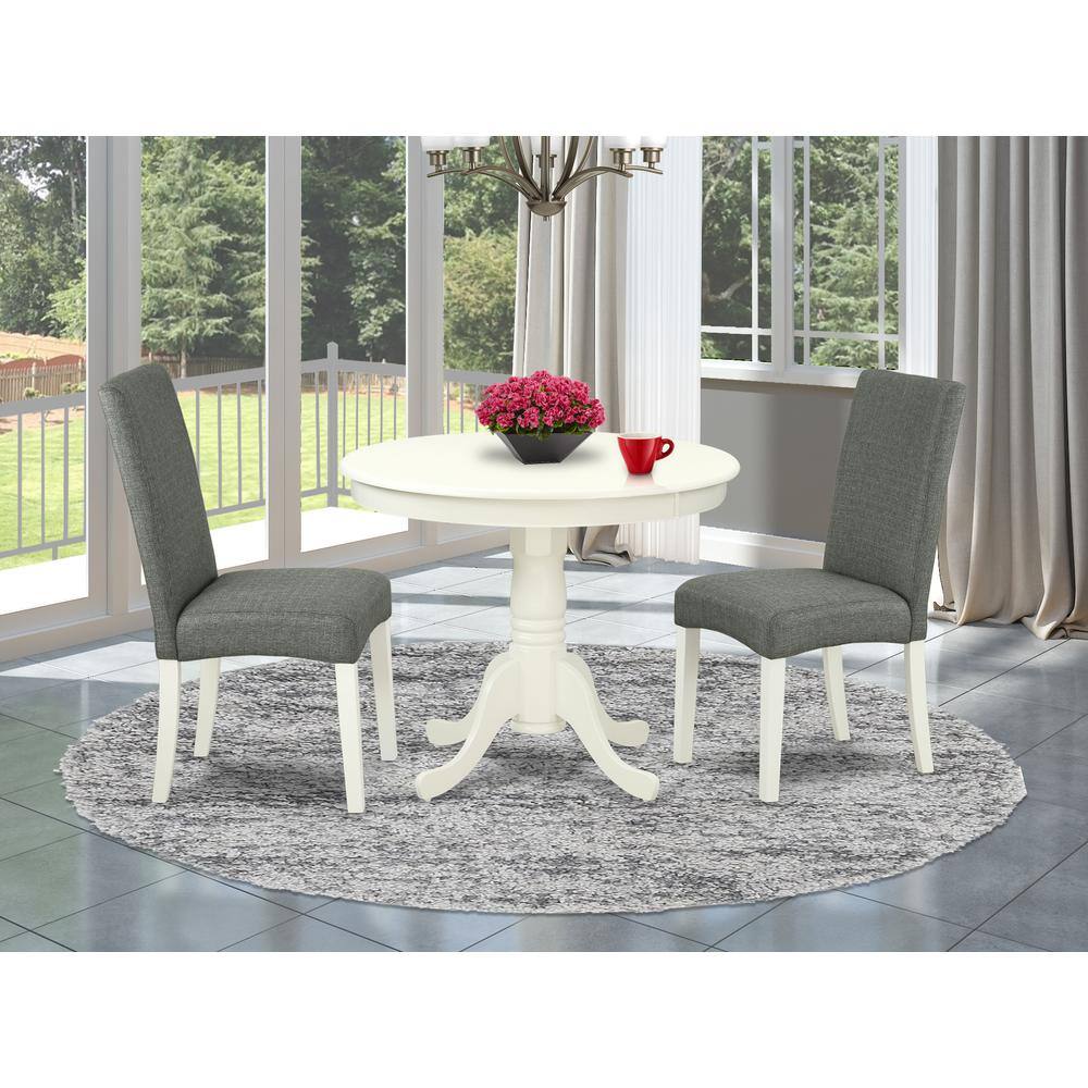 Left. East West Furniture - Dining Room Set Linen White - Brown.