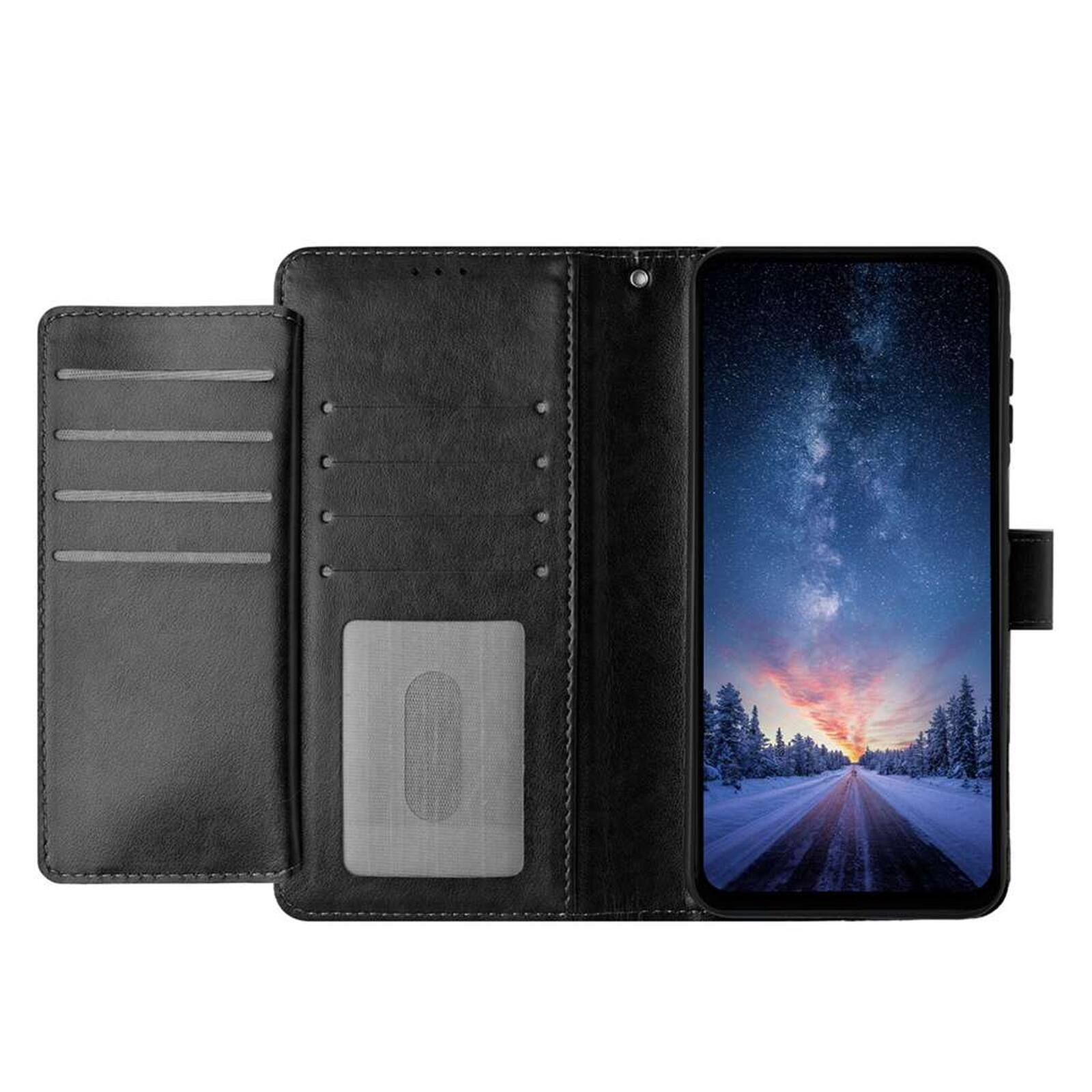 Back. UUCOVER - Folio Wallet Case for Apple iPhone 17 Pro with Card Slots Cash Holder, Shockproof PU Leather Flip Stand Slim Phone Cover - Black.