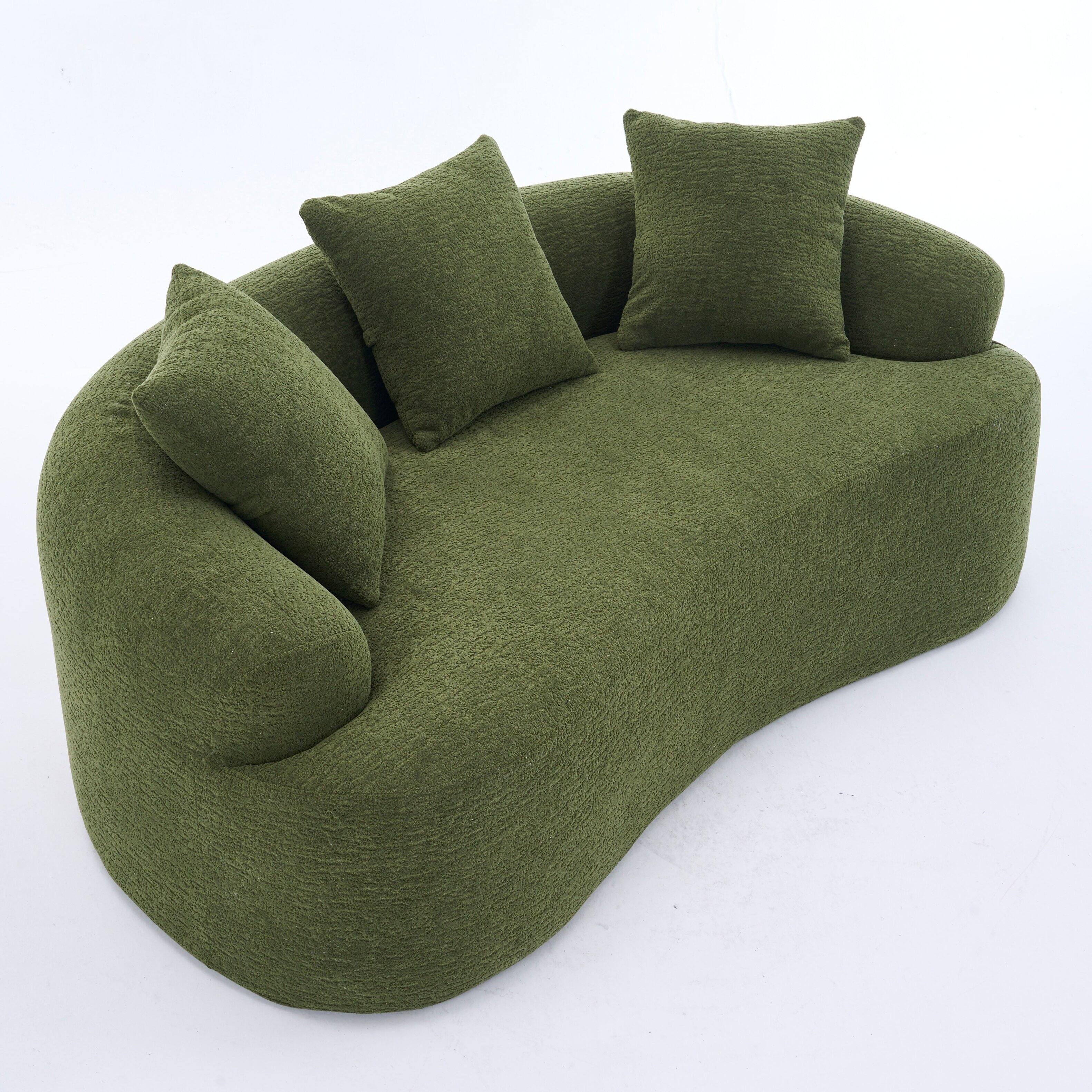 Alt View 8. Boyel Living - Curved Loveseat Sofa 30D Compression Foam Chenille Upholstery No Assembly Compact Small Space Sofa Green 65 Inch - Antique Green.