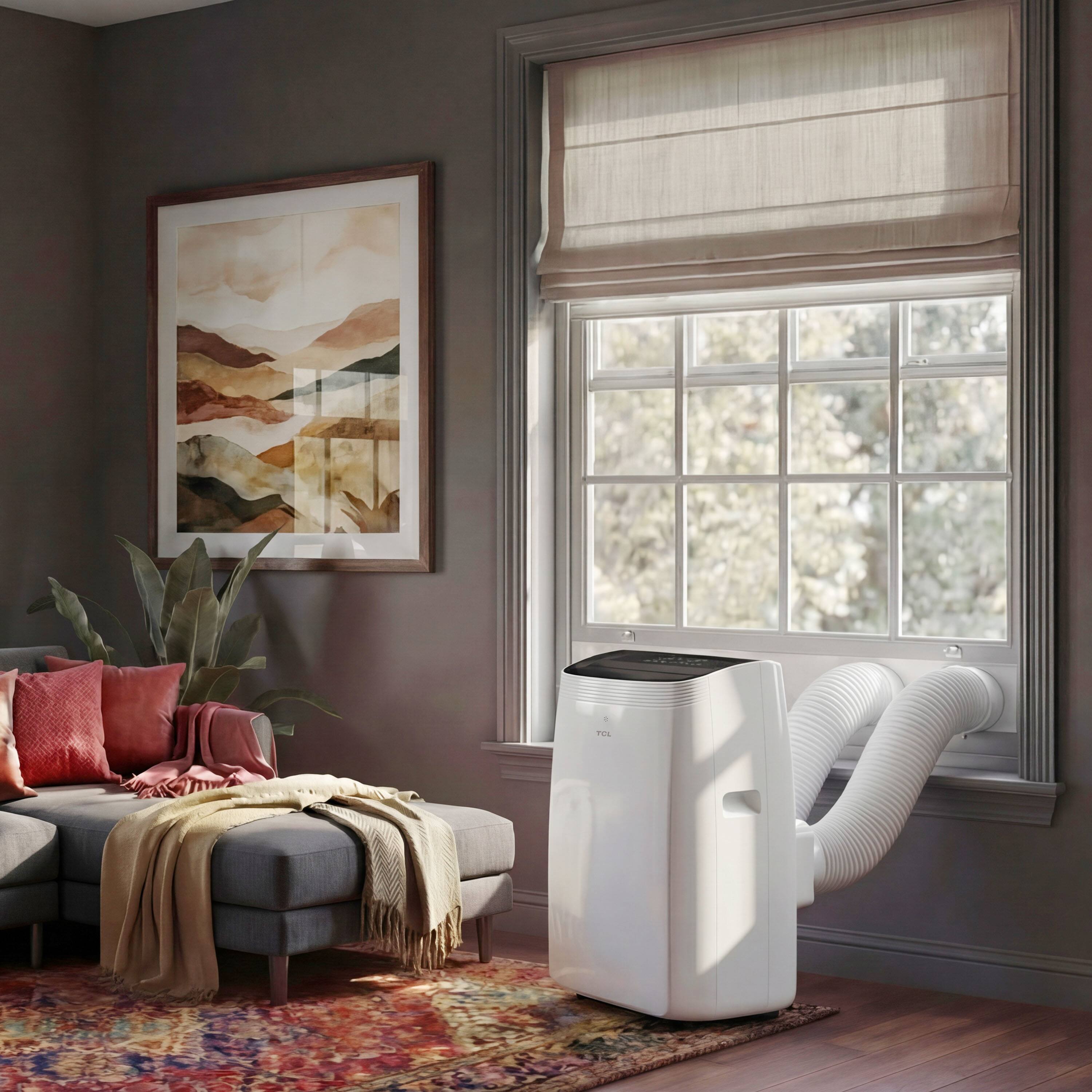 Alt View 17. TCL - 450 Sq. Ft. 10,000 BTU Q-Series Ultra-Quiet Dual Hose Inverter Smart Portable Air Conditioner - White.