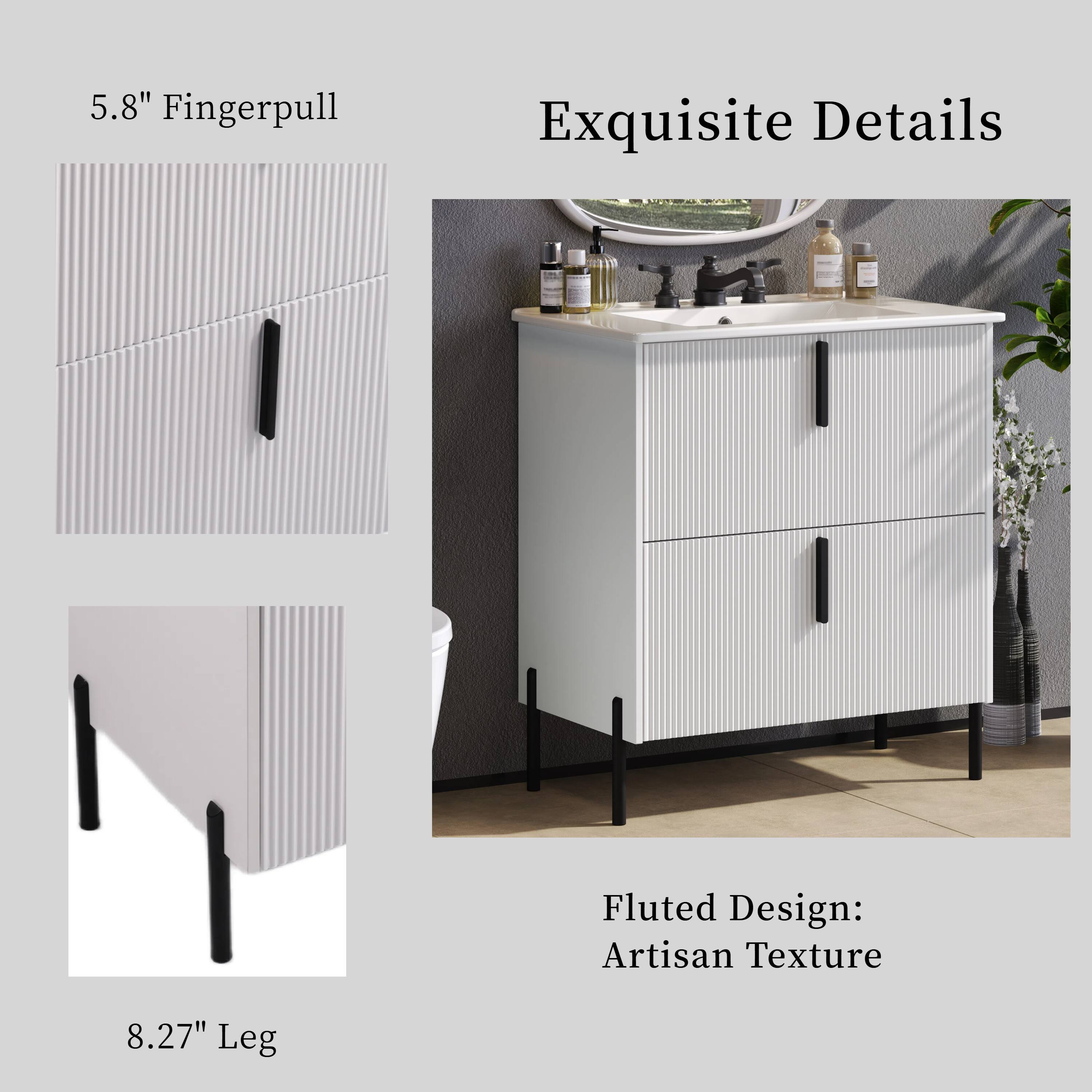 5.8" Fingerpull  
Exquisite Details  
Fluted Design: Artisan Texture  
8.27" Leg