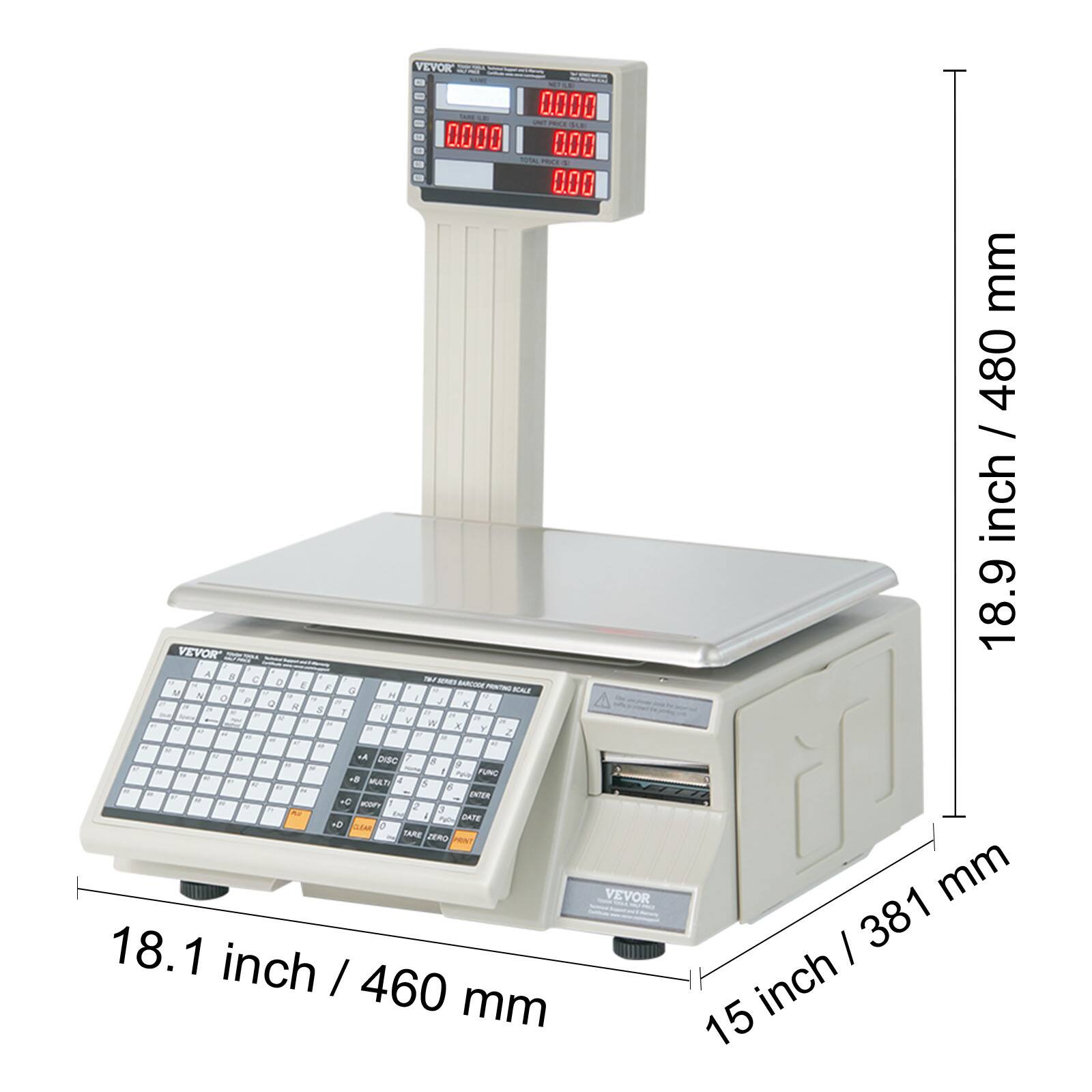 VEVOR

18.9 inch / 480 mm

18.1 inch / 460 mm

15 inch / 381 mm