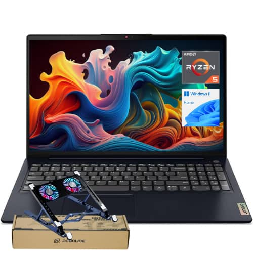 Lenovo - IdeaPad 1 15.6" FHD Laptop - AMD Ryzen 5 7520U - 8GB RAM 256GB SSD - Numeric Keypad - PCO Laptop Cooler - Blue