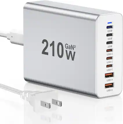 210W GaN2
65W
35W
35W
USB-C
USB-C
USB-C
USB-A
USB-A