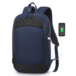 Unique Bargains - Slim 15.6" Expandable Business Travel Laptop Backpack, Shock-Absorbing Protection, Water-Resistant Zippers - Blue
