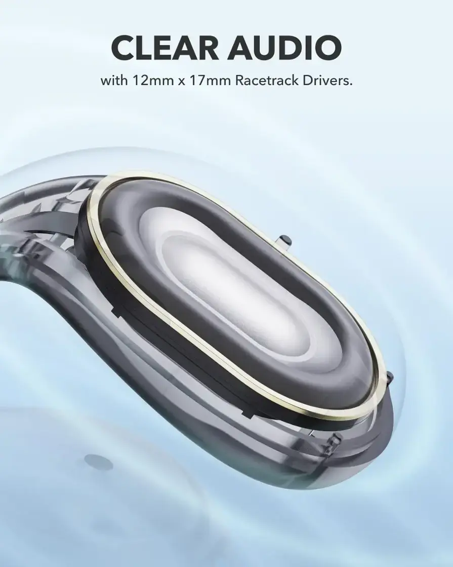 Clear Audio with 12mm x 17mm racetrack drivers.