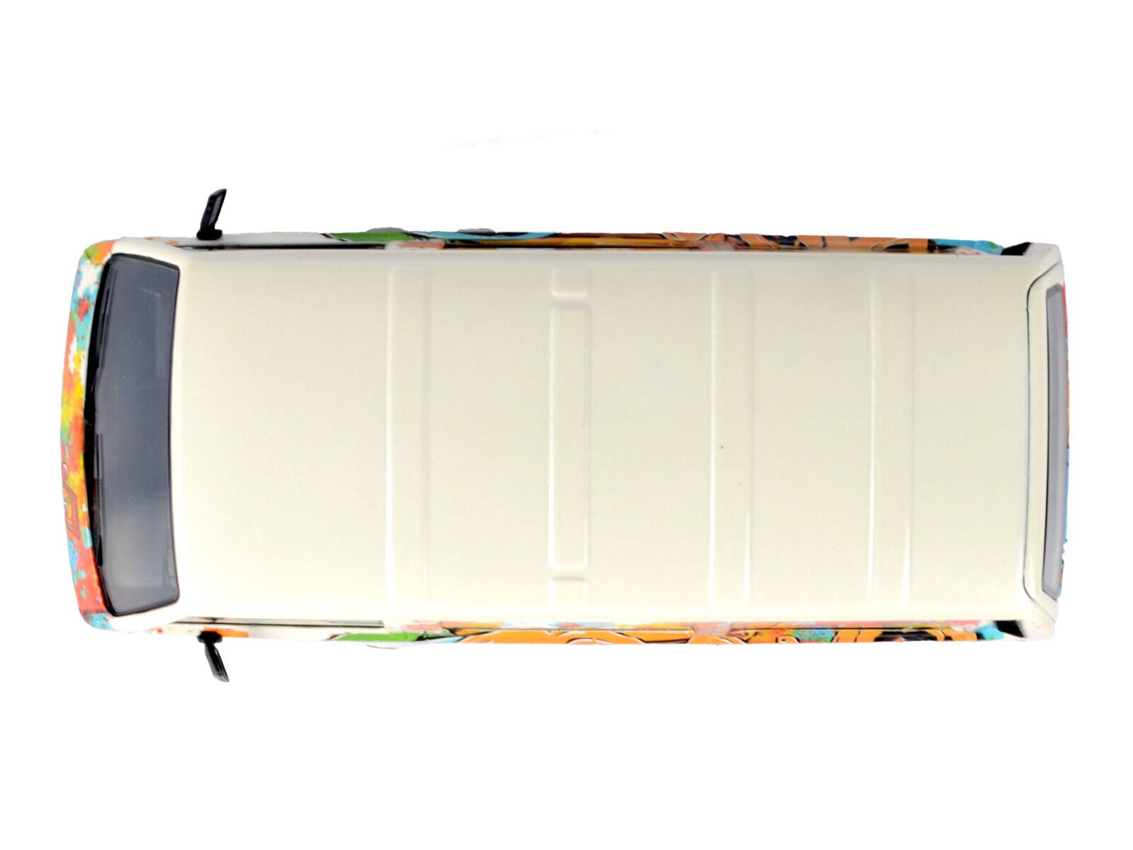 Alt View 5. Motormax - Volkswagen Type 2 (T3) Van White Metallic with Graffiti Graphics 1/24 Diecast Model Car by Motormax.