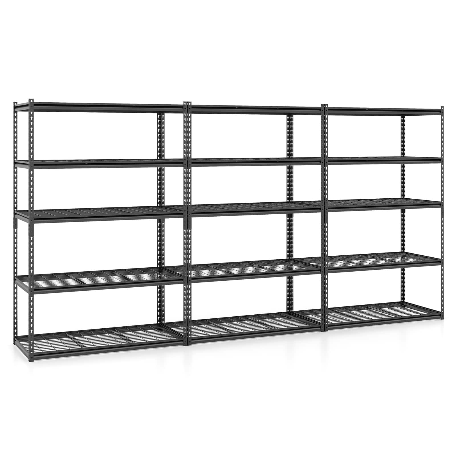Costway - 3 PCS 5-Tier Heavy-Duty Utility Shelf with Adjustable Wire Racks, 2000 lbs Capacity - Black