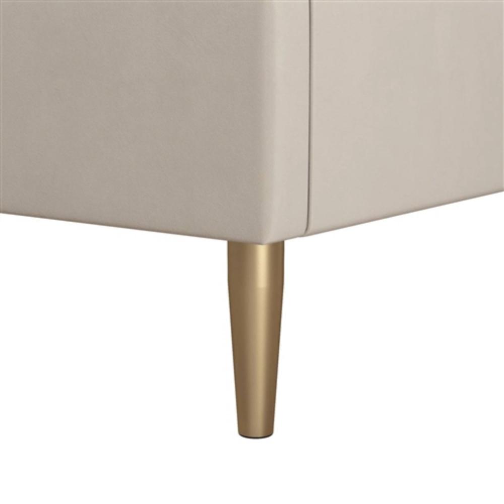 Back. Hivvago - King Mid-Century Off-White Velvet Upholstered Platform Bed Frame with Headboard - Off-White.