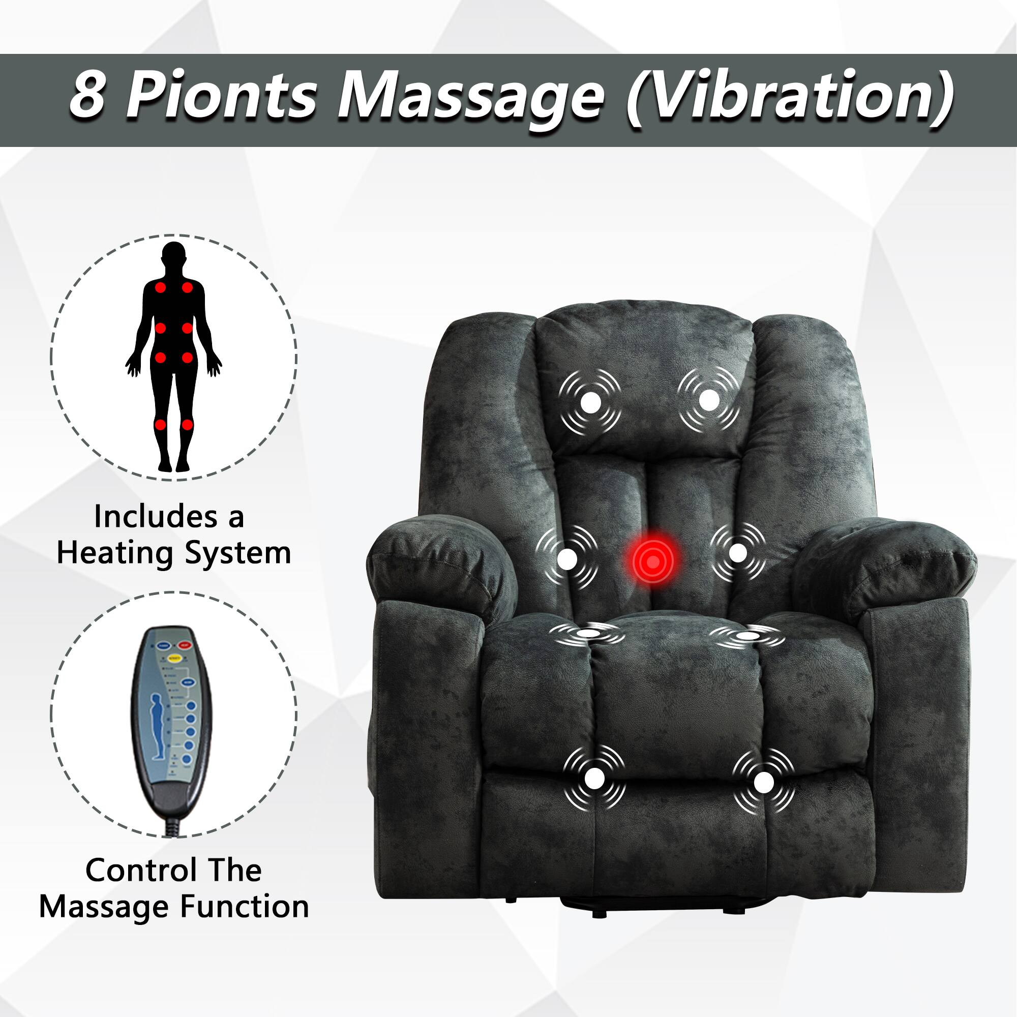 8 Points Massage (Vibration)  
Includes a Heating System  
Control The Massage Function