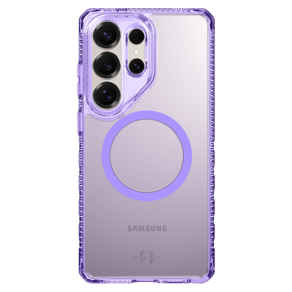 Front. Itskins - HYBRID R // CLEAR MagSafe Case for Samsung Galaxy S26 Ultra - Light Purple.